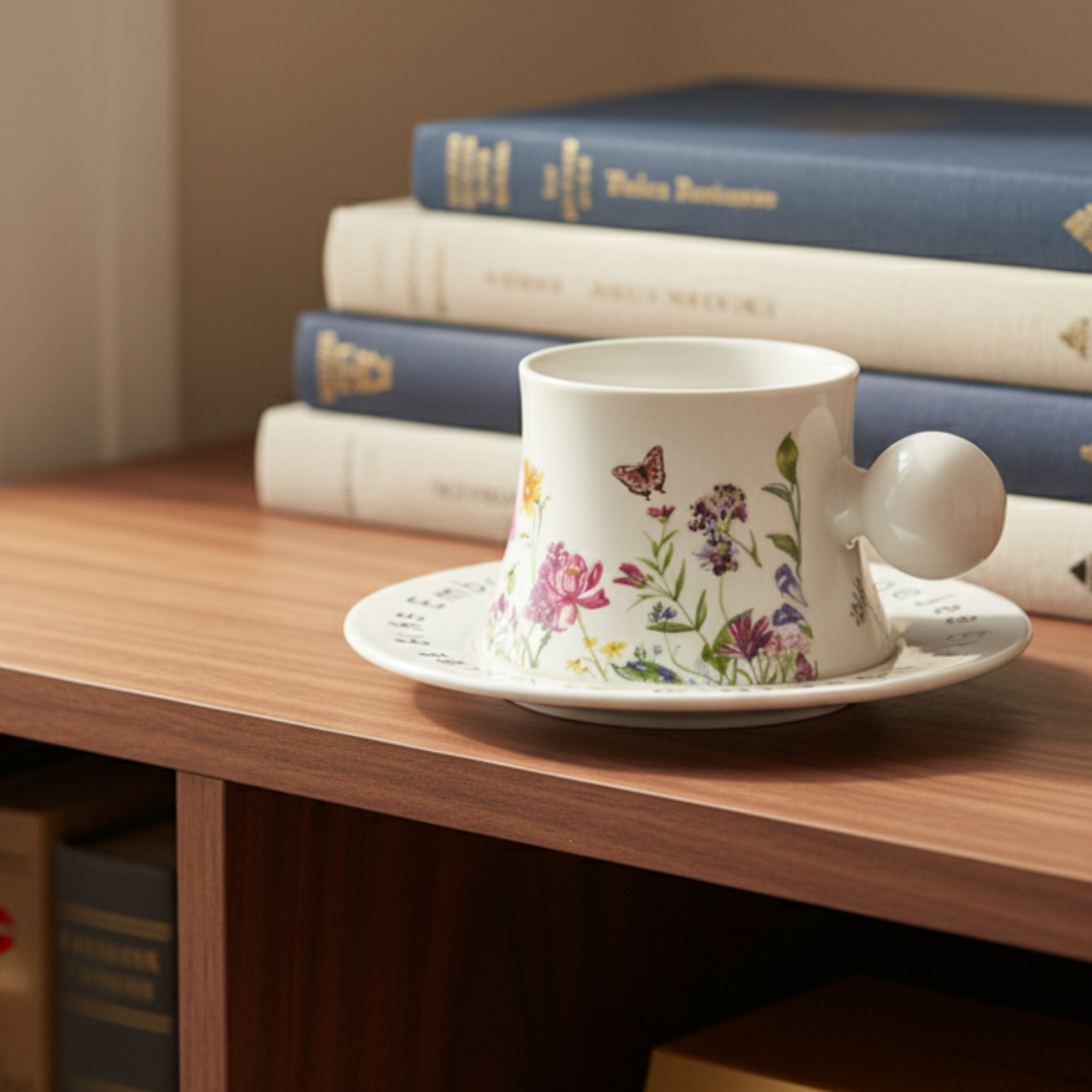Tasse Fleurie avec Sous-Tasse Tunisie | Poignée Bille | Fiolla Home
