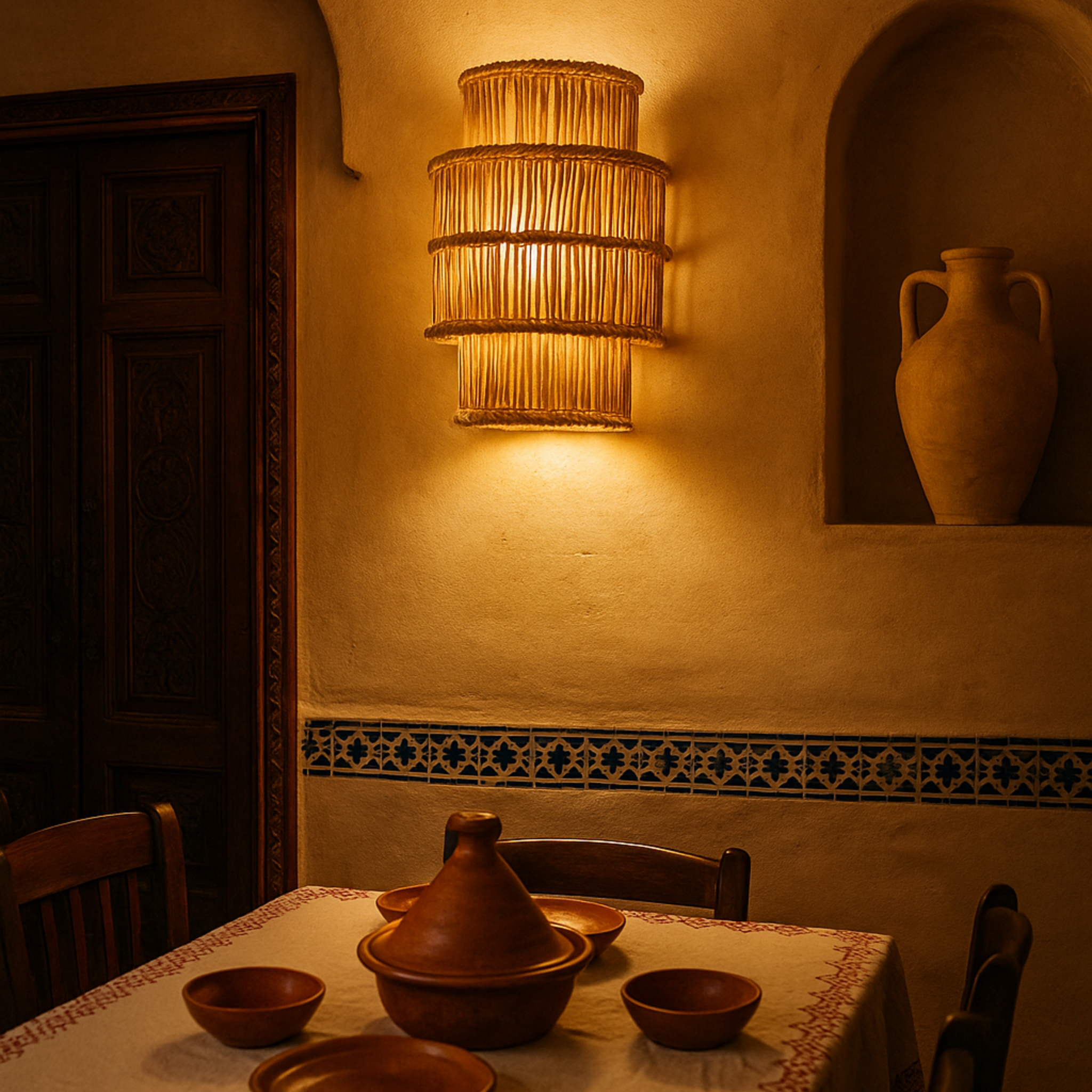 Applique Murale en Fibres de Palmier – Luminaire Bohème Tunisie