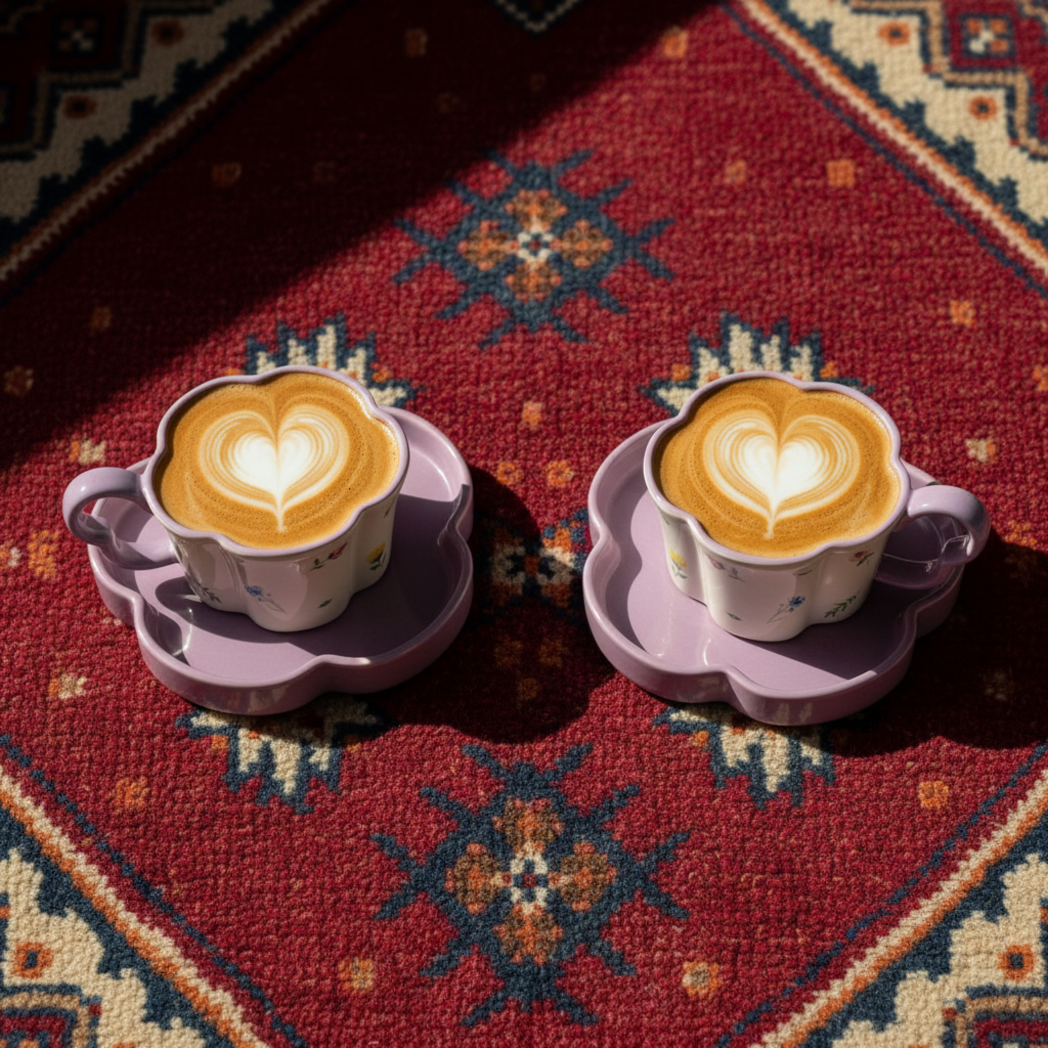 Mug Fleur Céramique Lilas & Soucoupe – Idée Cadeau Cute Tunisie