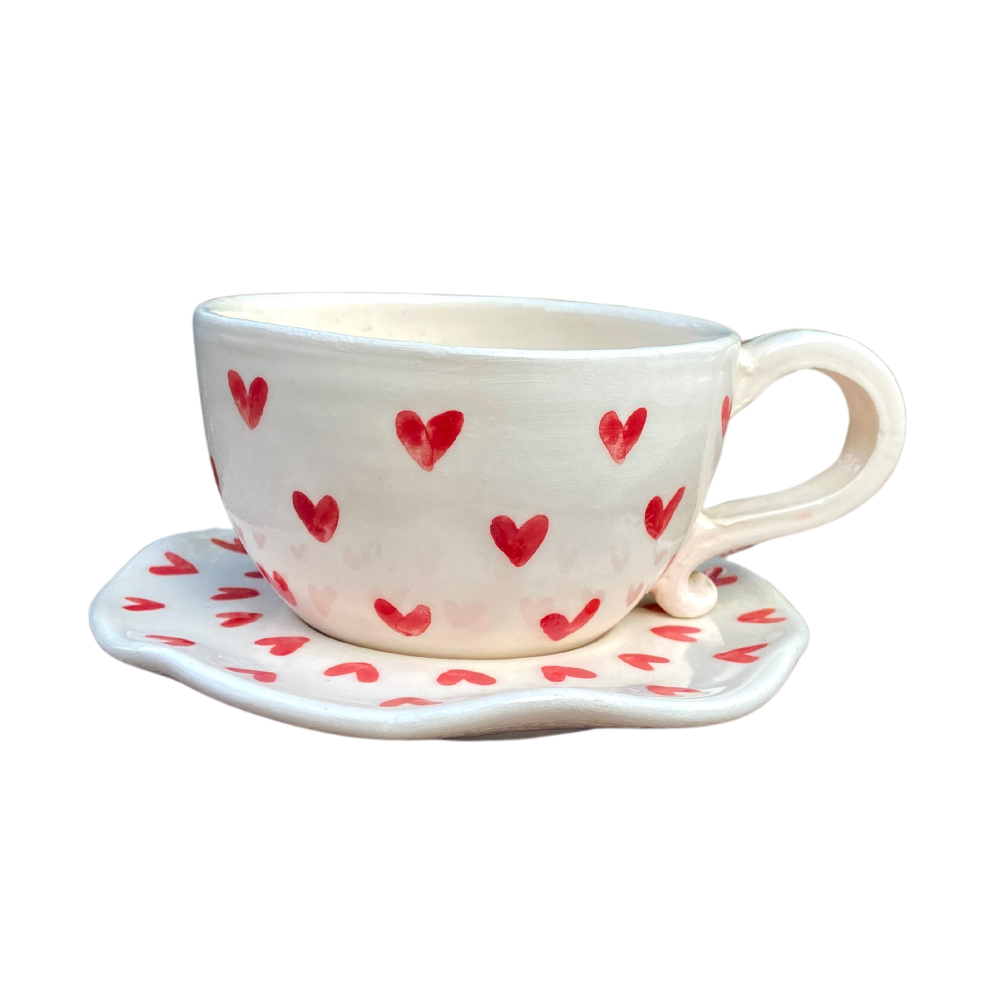 Mug Céramique Fait Main | Motifs Cœurs Romantiques | Fiolla Home