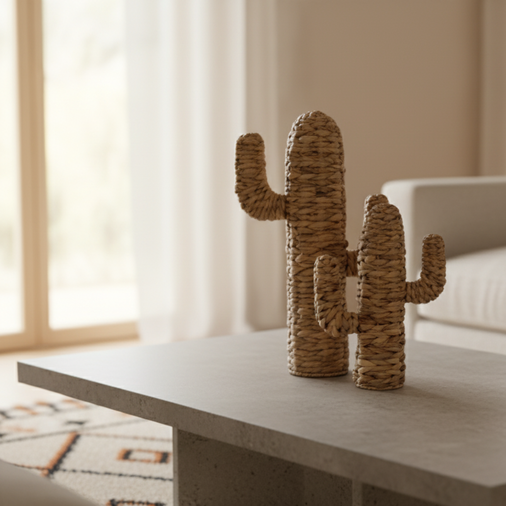 Duo Cactus déco naturel | En fibres tressées | Fiolla Home