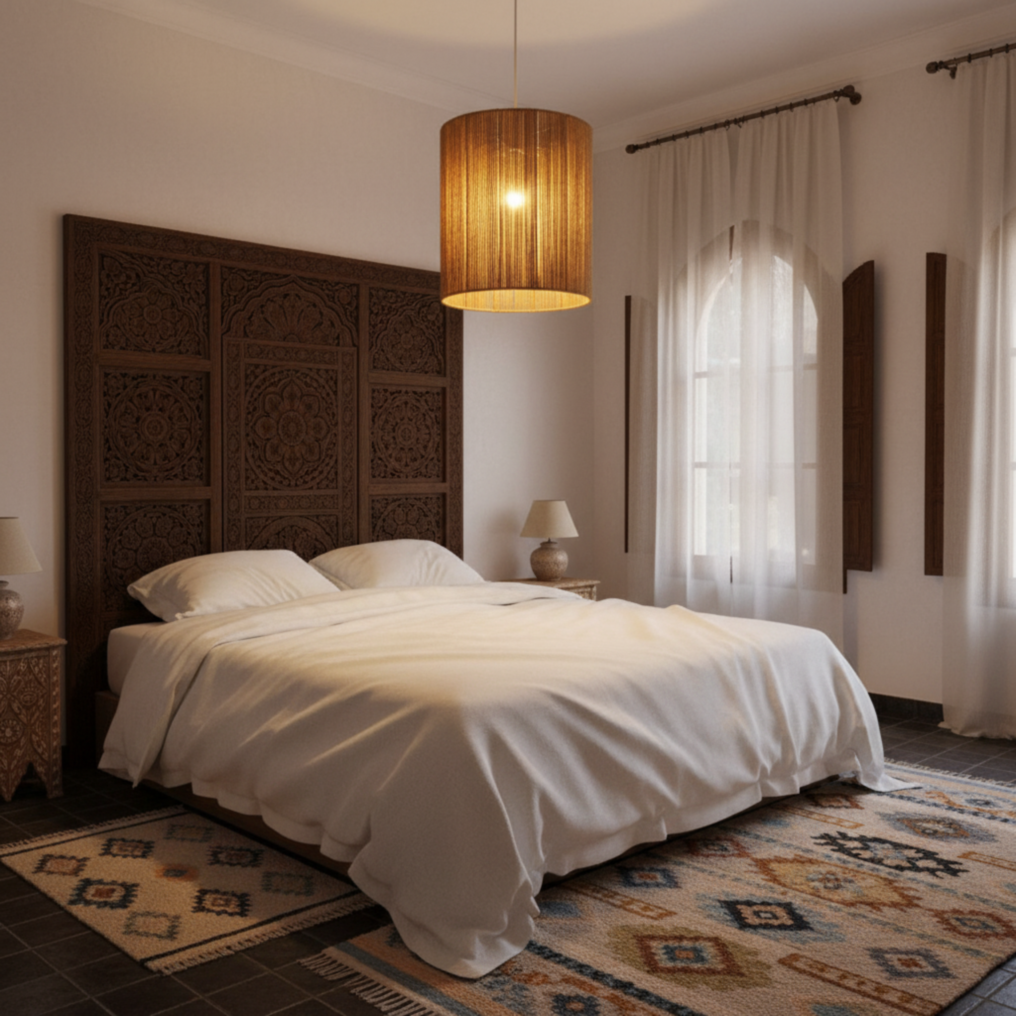 Suspension Jute Fait Main Tunisie - Lumière Naturelle & Artisanat Local