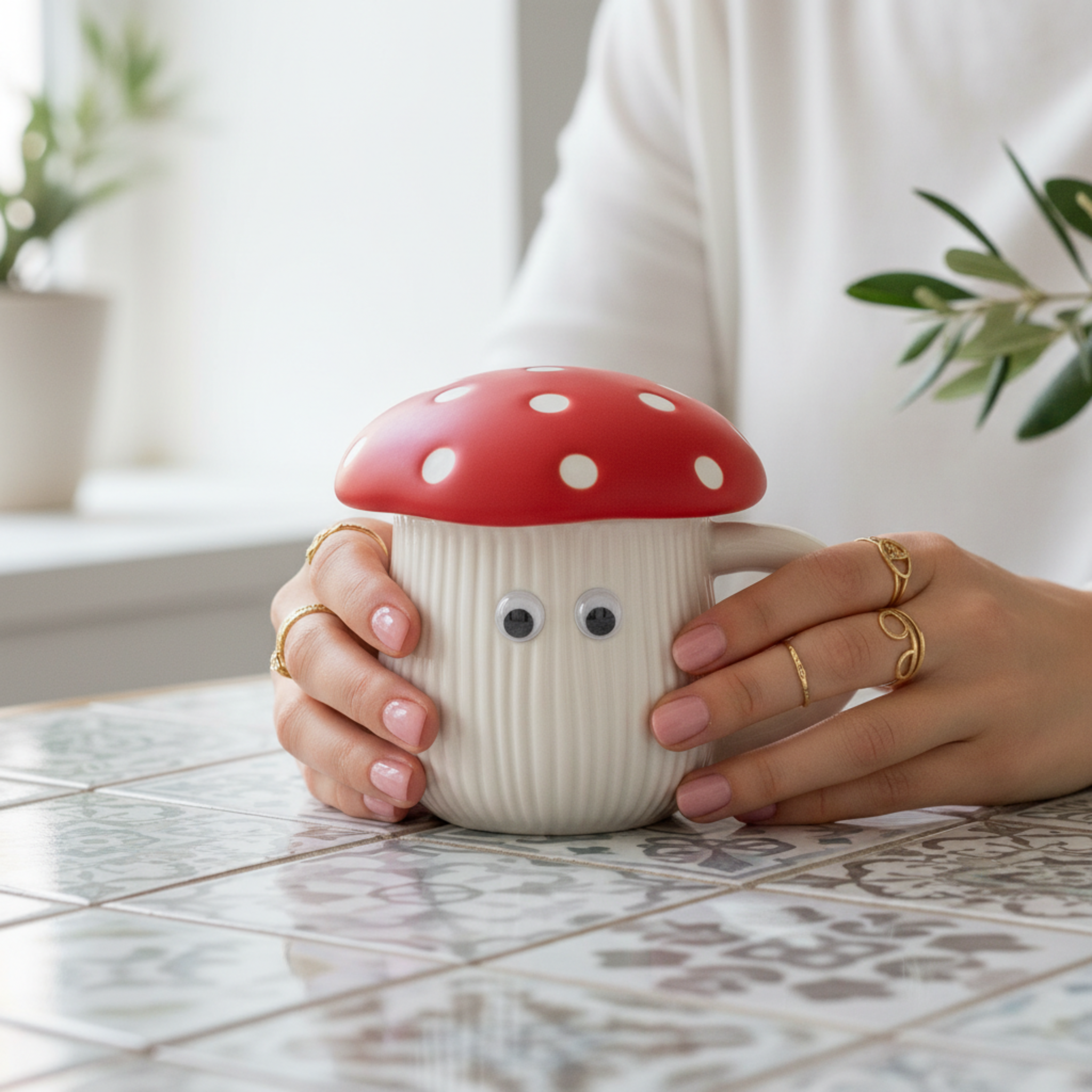 Mug Champignon en Céramique avec Couvercle – Design Kawaii & Original