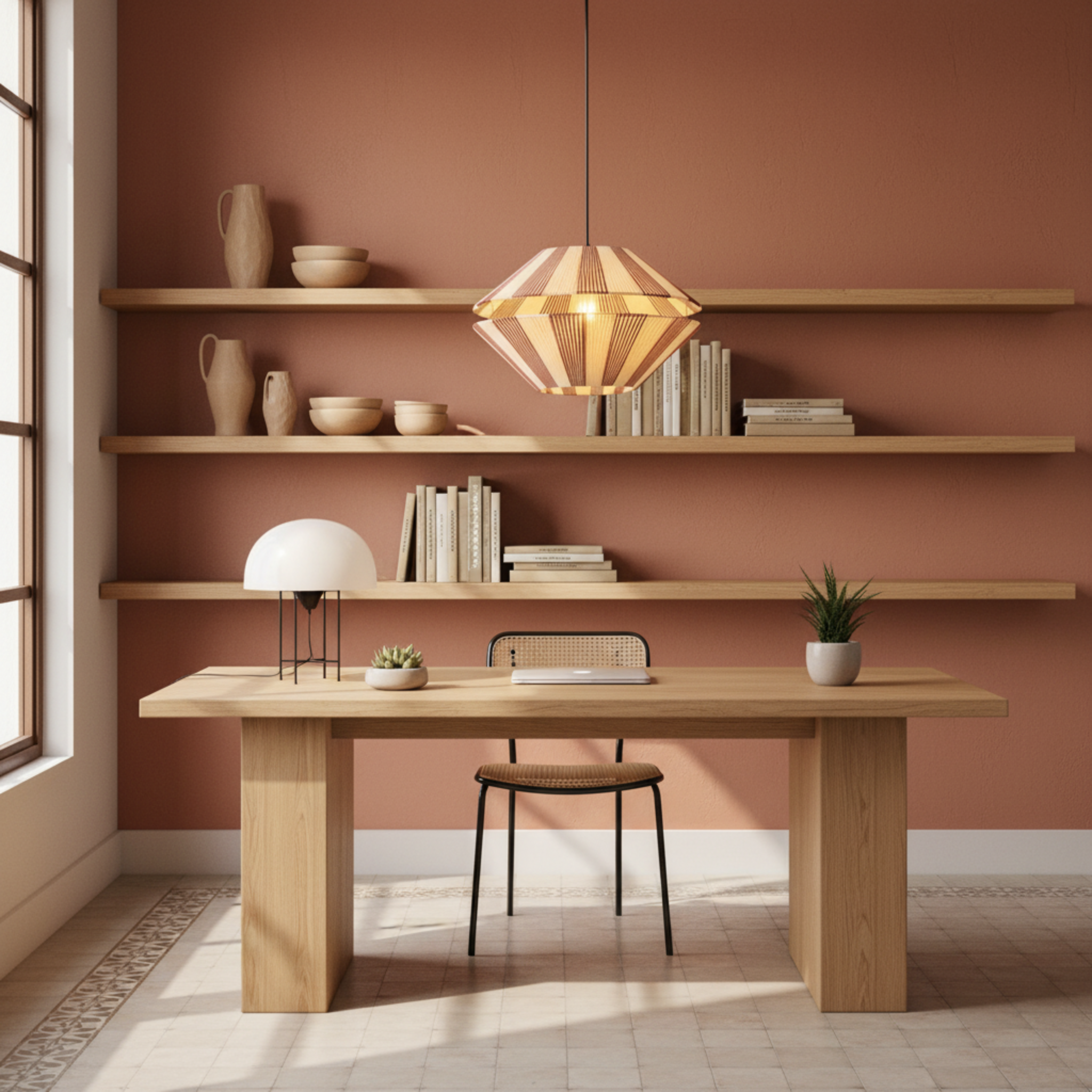 Suspension Jute Plissée Géométrique Fait Main | Design Tunisien Élégant