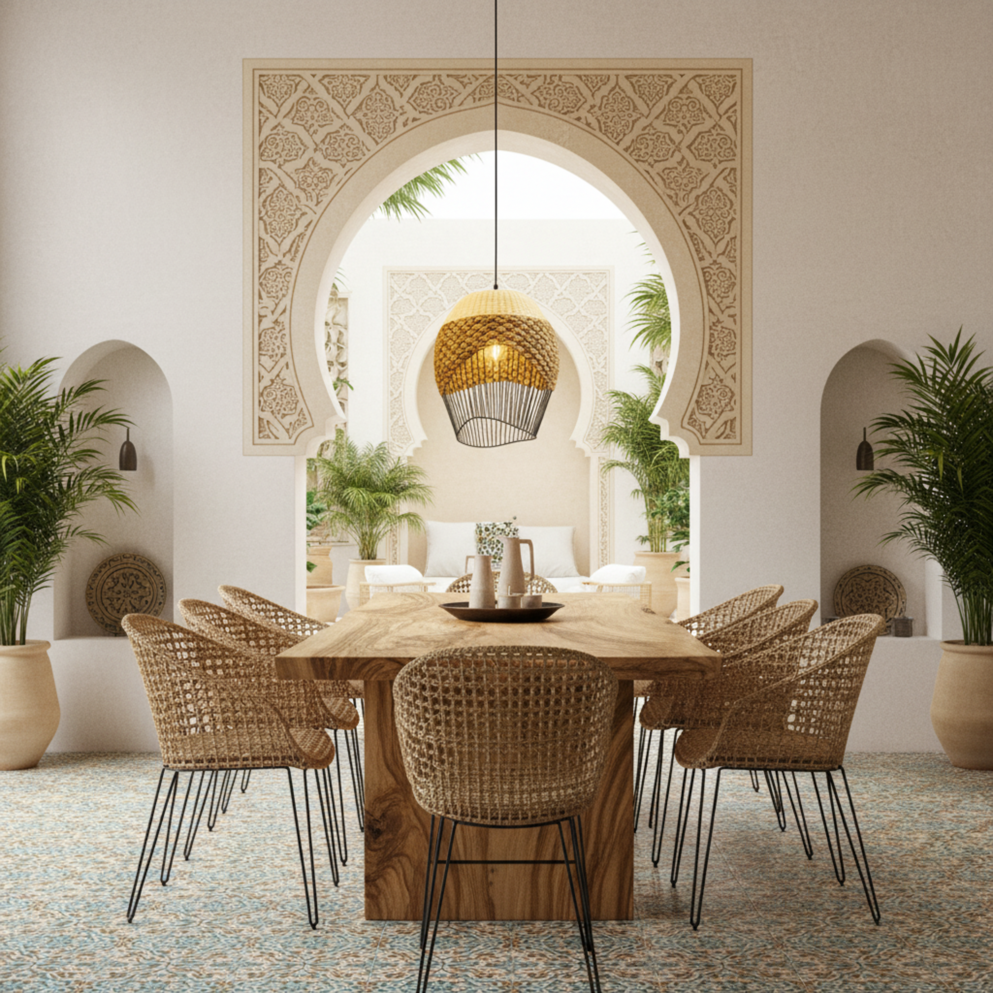 Suspension Corbeille Fibres Végétales & Métal | Design Artisanal | Tunisie