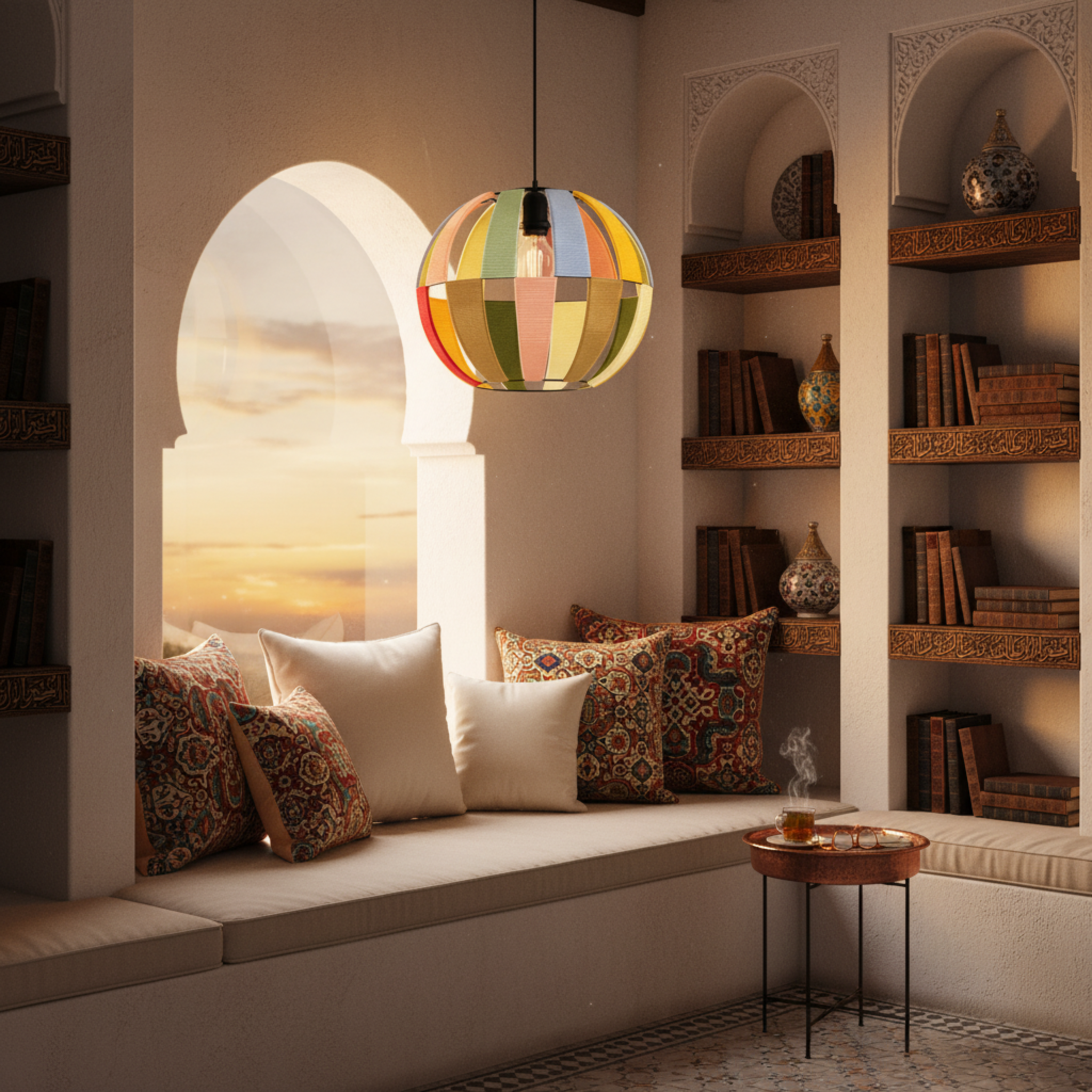 Suspension Sphérique Multicolore | Fibres Artisanales | Tunisie