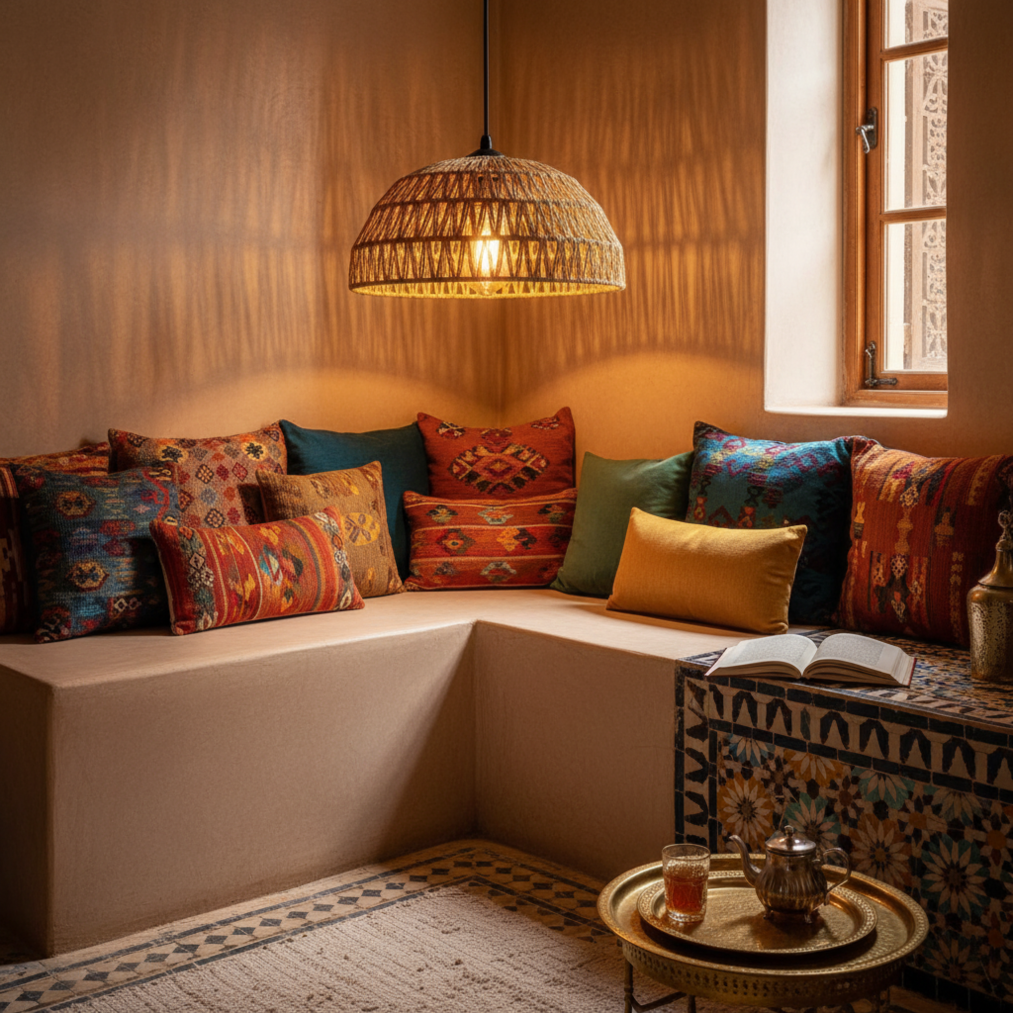 Suspension "Sama" en Jute Tressé – Luminaire Dôme Style Boho