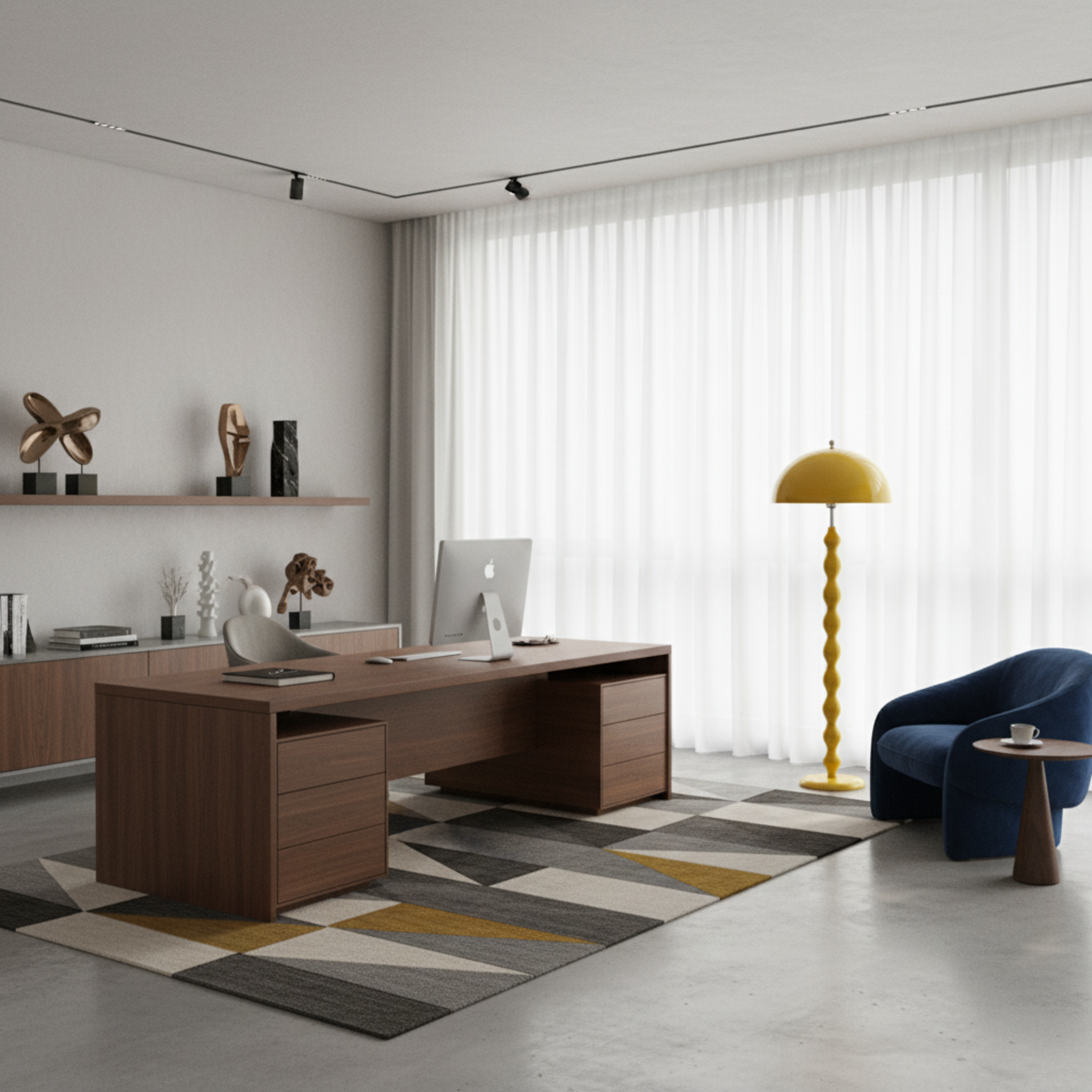 Lampadaire Design "Totem" Jaune Laqué | Luminaire de Luxe & Décoration Moderne Tunisie