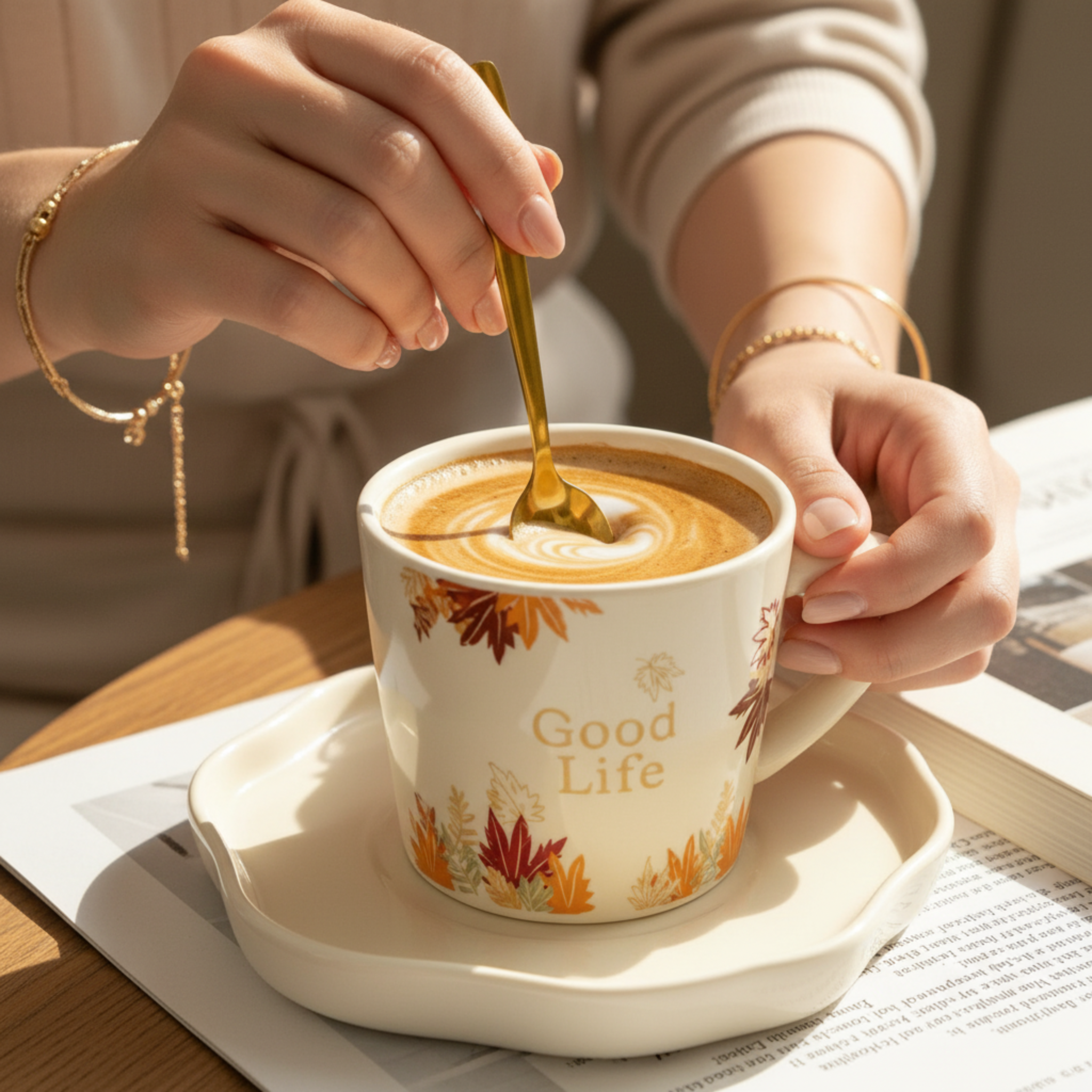 Tasse à Café "Good Life" & Soucoupe – Mug Design Céramique Tunisie