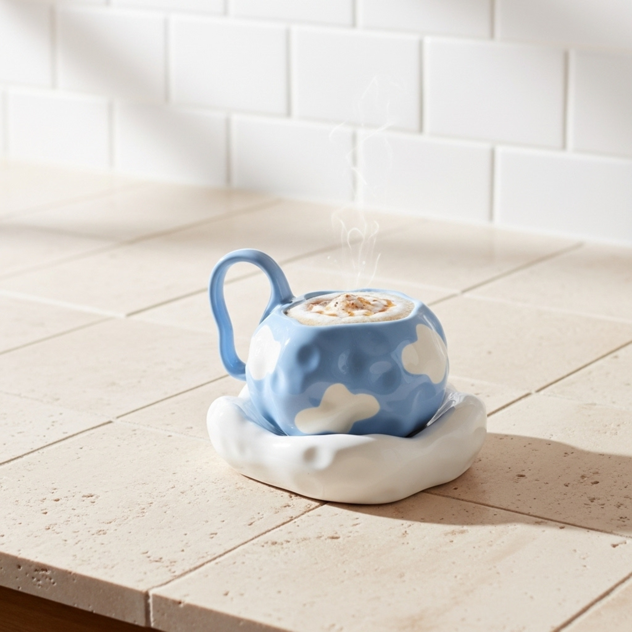 Mug Nuages avec Sous-Tasse – Céramique Créative Tunisie | Fiolla Home