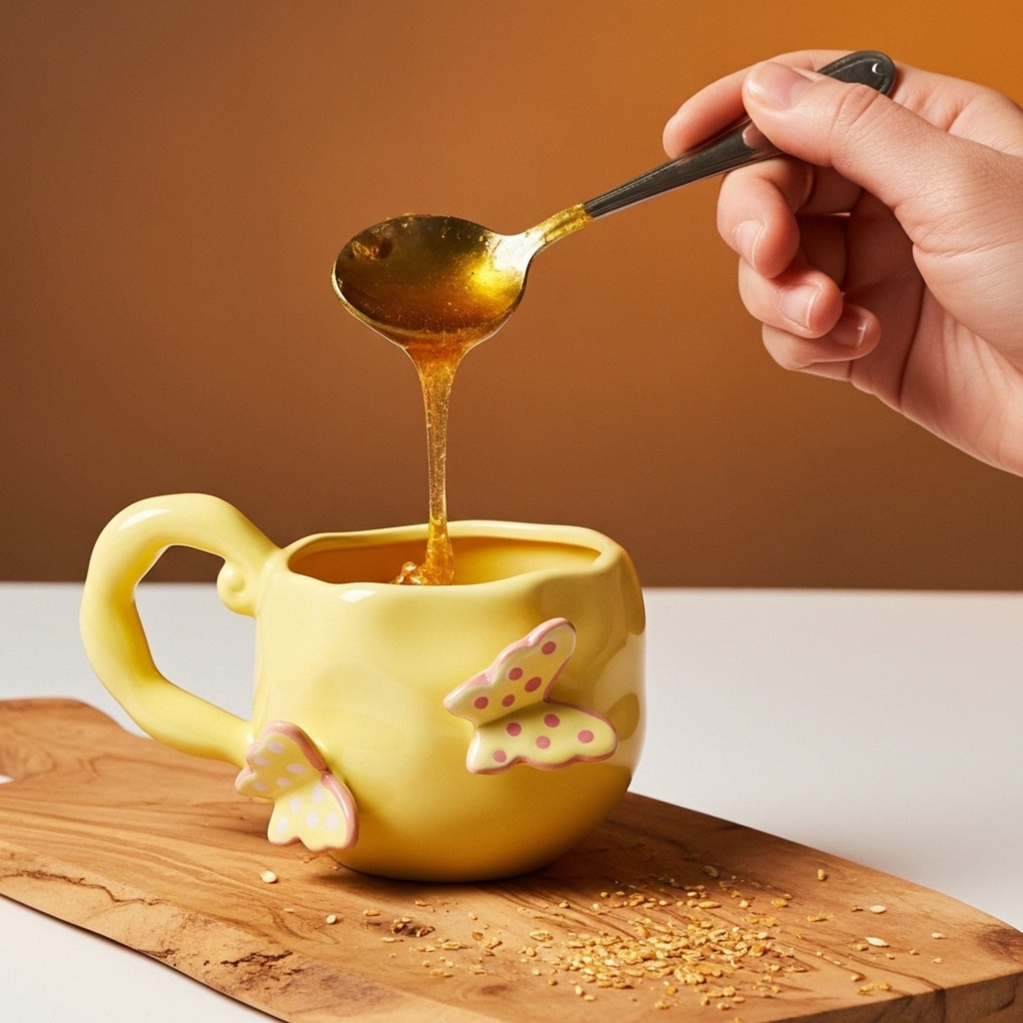 MugMug Céramique Papillons Jaune – Anse Sculptée | Fiolla Home Tunisie