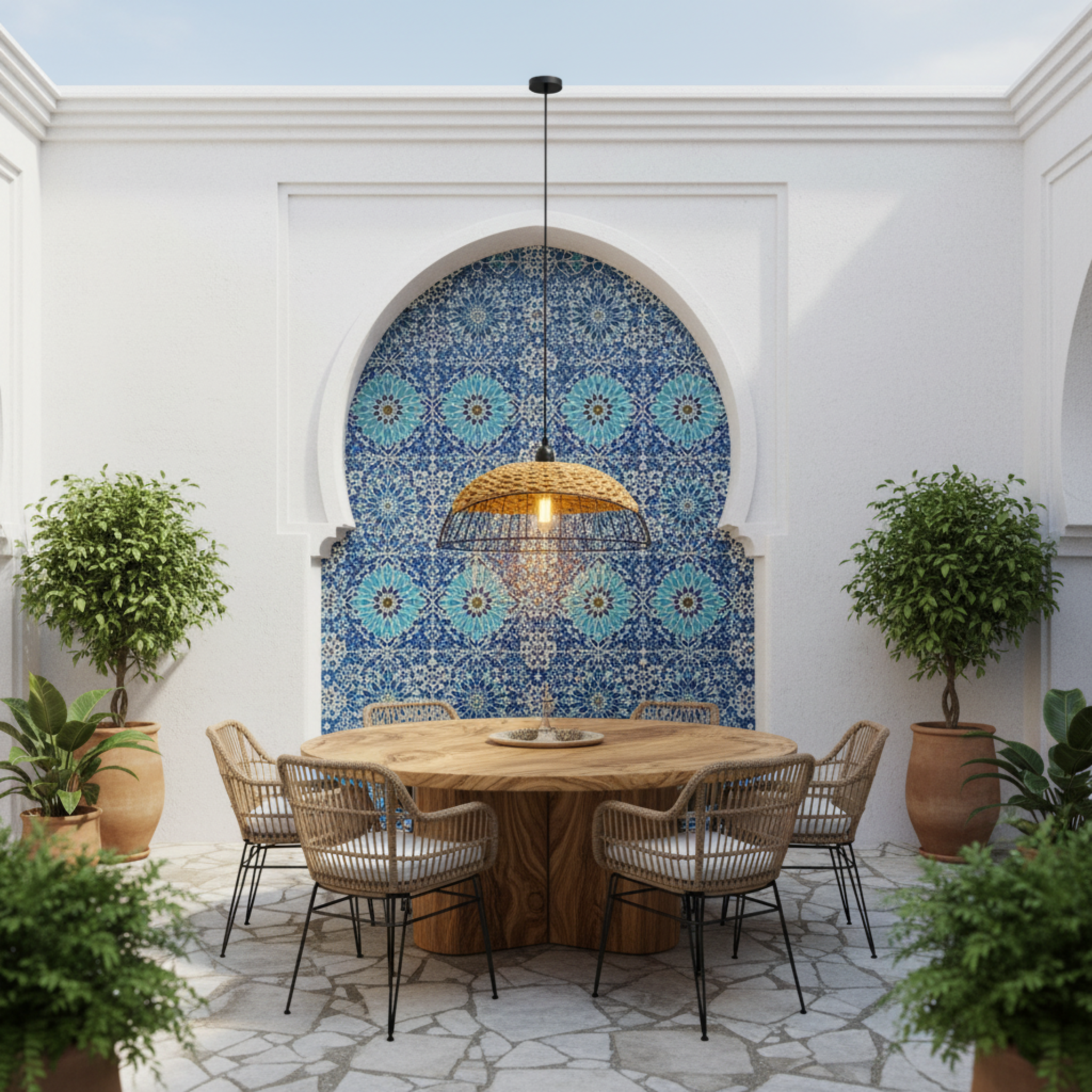 Suspension Dôme "Oasis Lumineuse" | Fibres Végétales & Métal | Tunisie