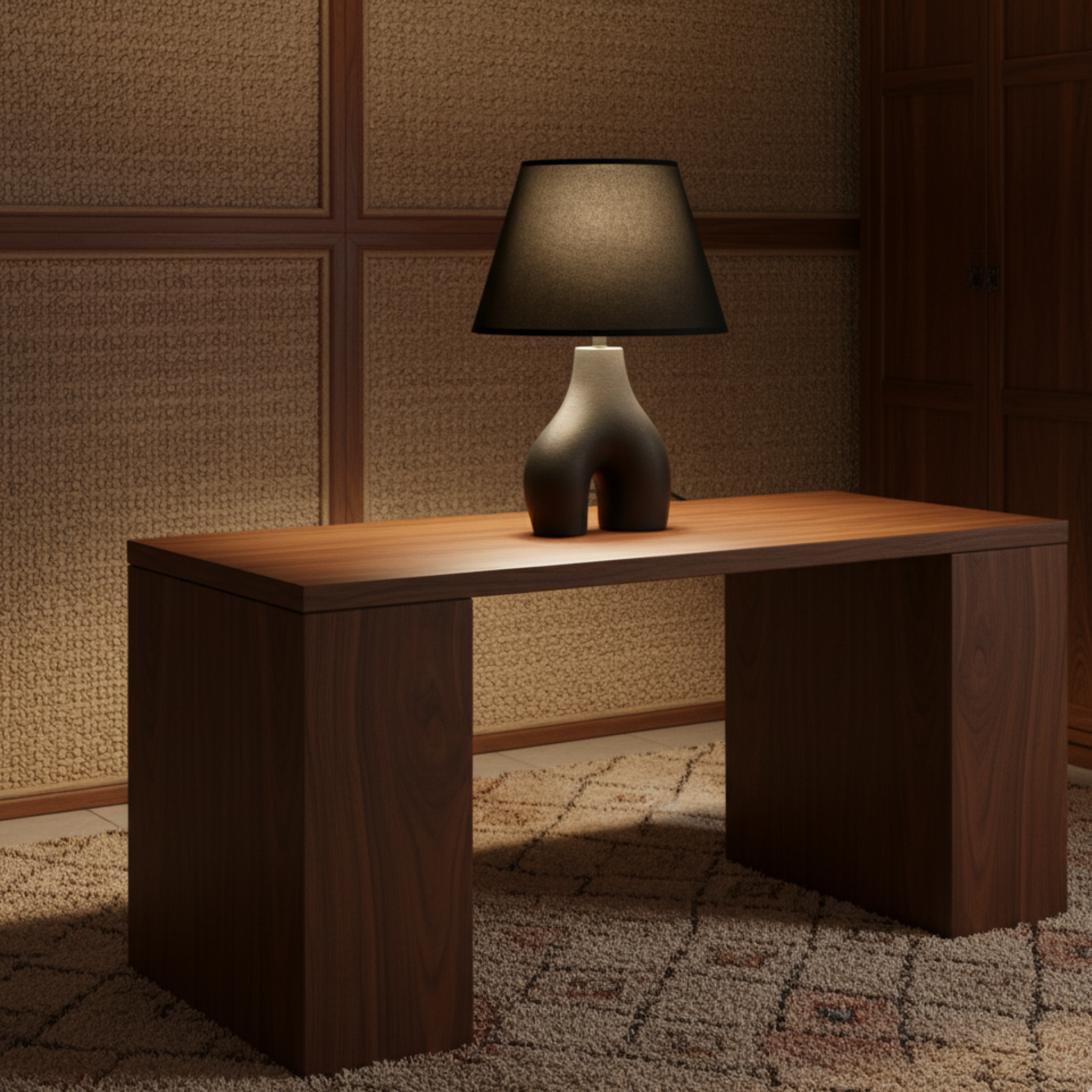 Veilleuse Sculpturale Noire Tunisie | Abat-jour Tissu | Fiolla Home