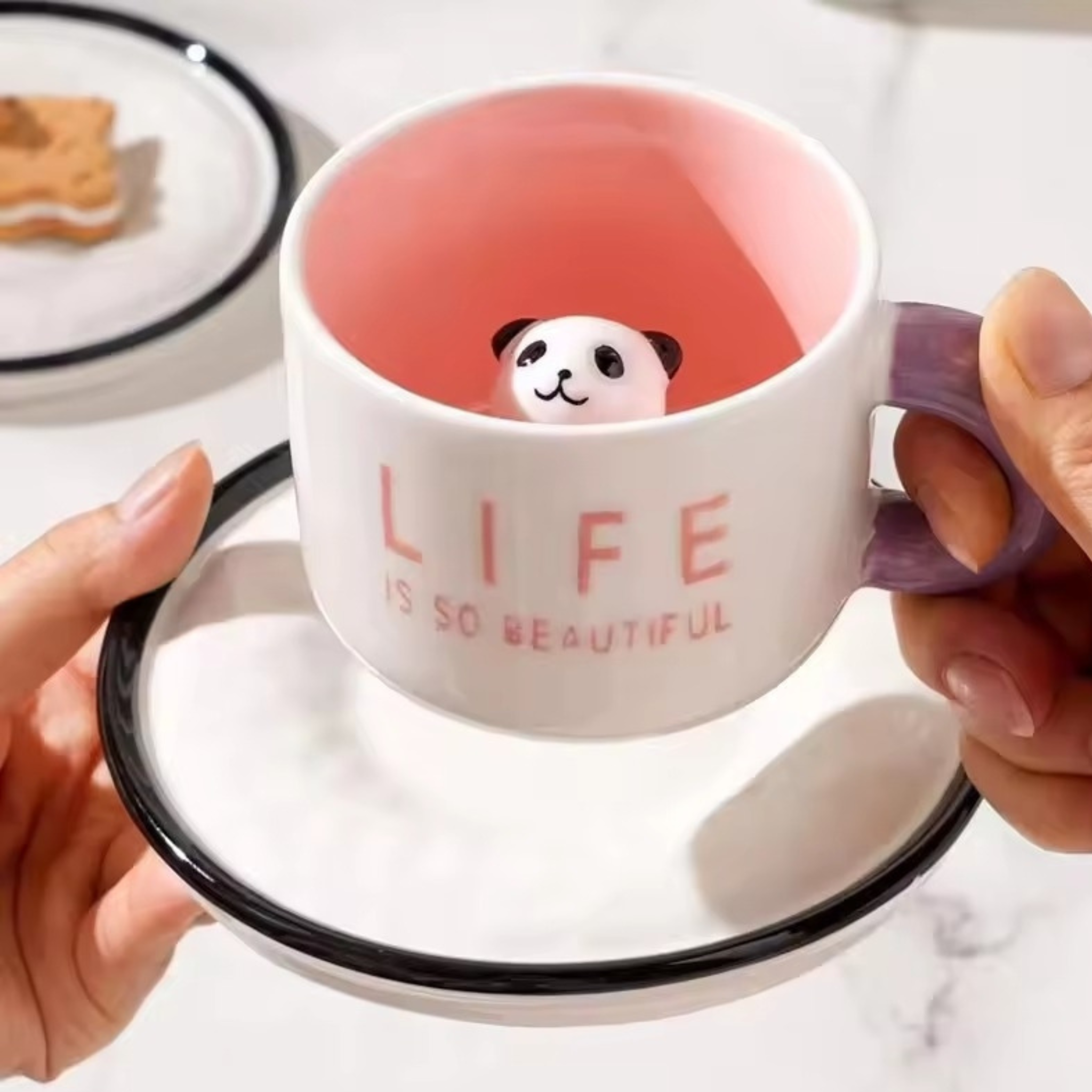 Tasse Céramique Panda | Sous-Tasse & Figurine Intégrée | Fiolla Home