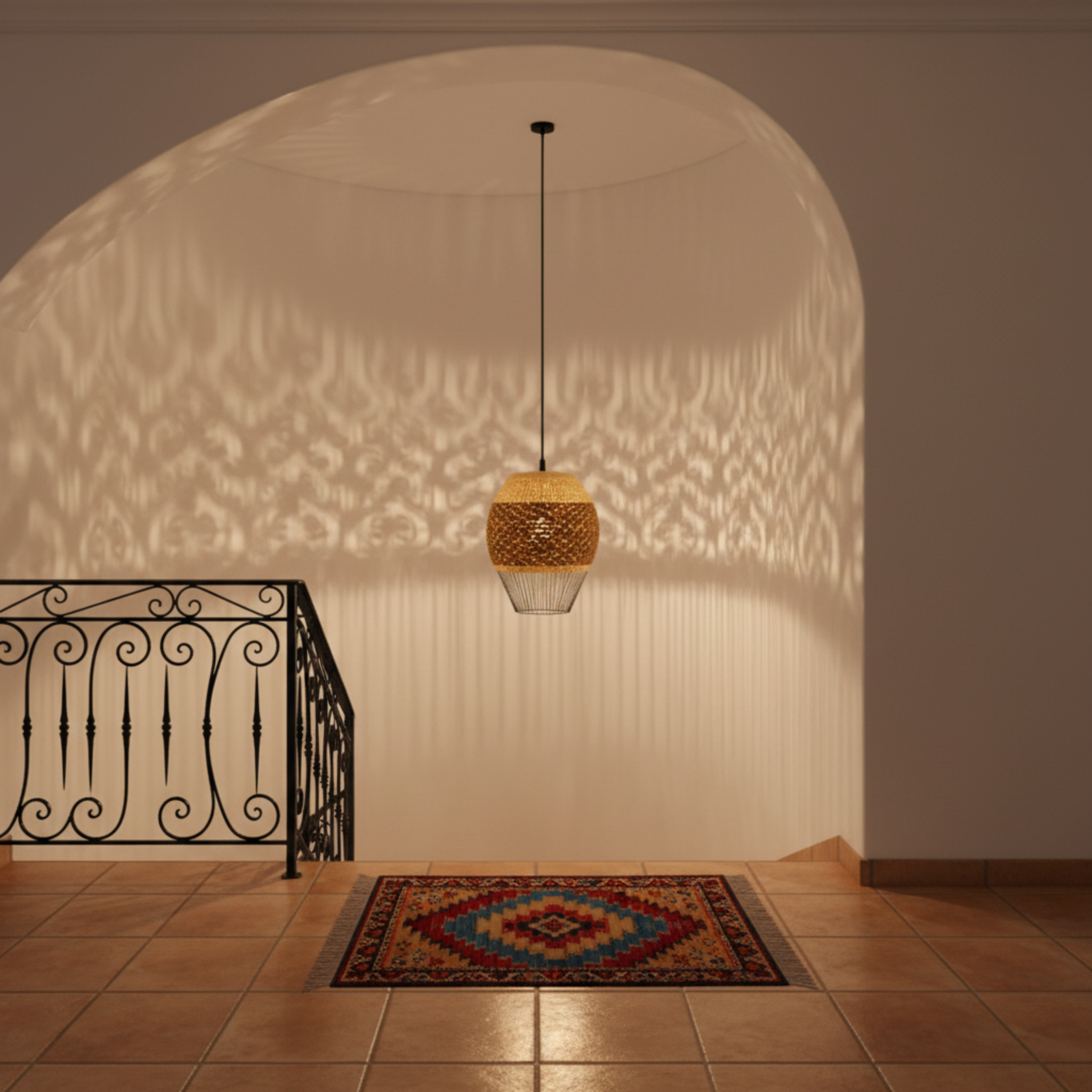 Suspension "Nomade Lumineux" | Fibres Végétales & Métal | Tunisie