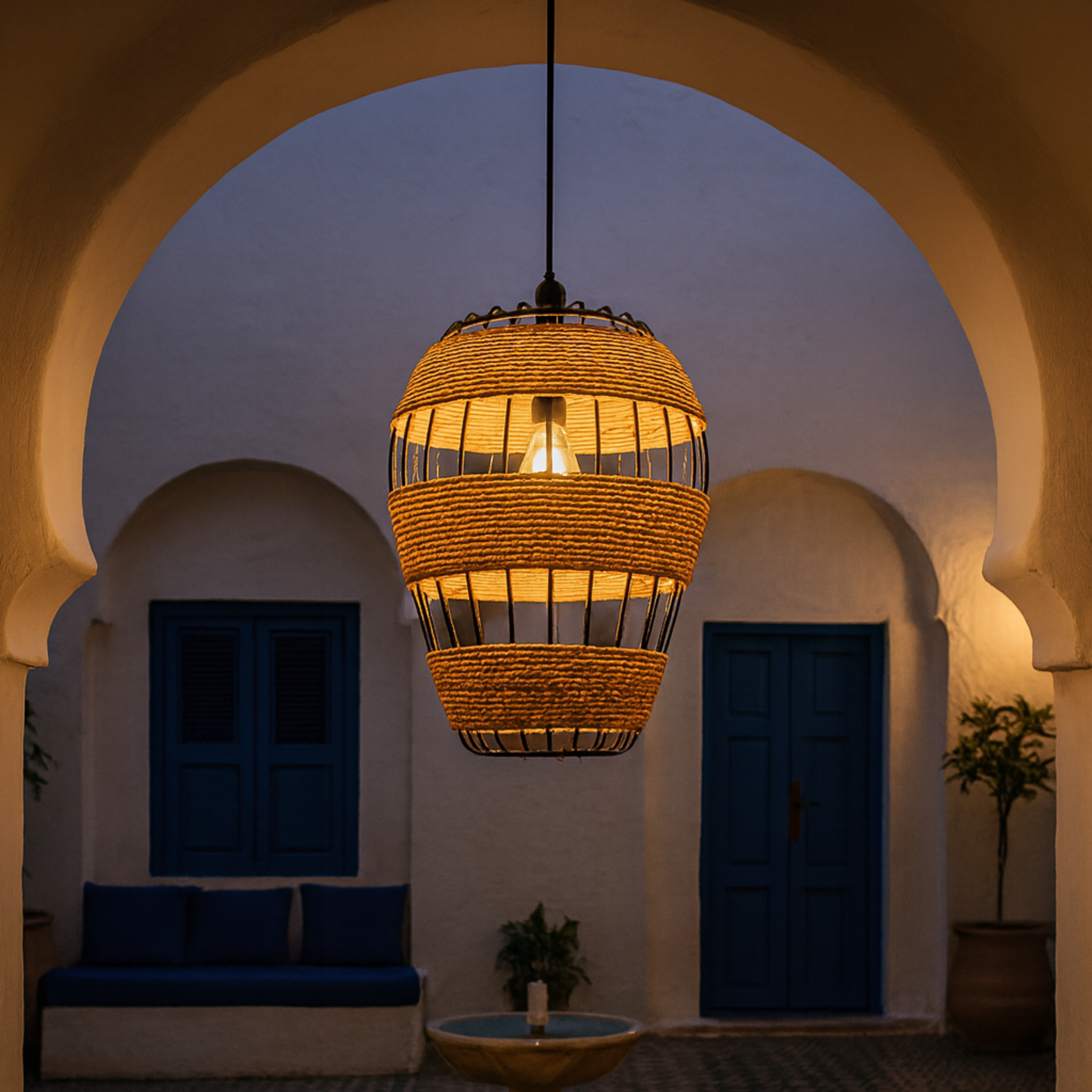 Suspension Luminaire Corde Tressée | Design Artisanal | Tunisie