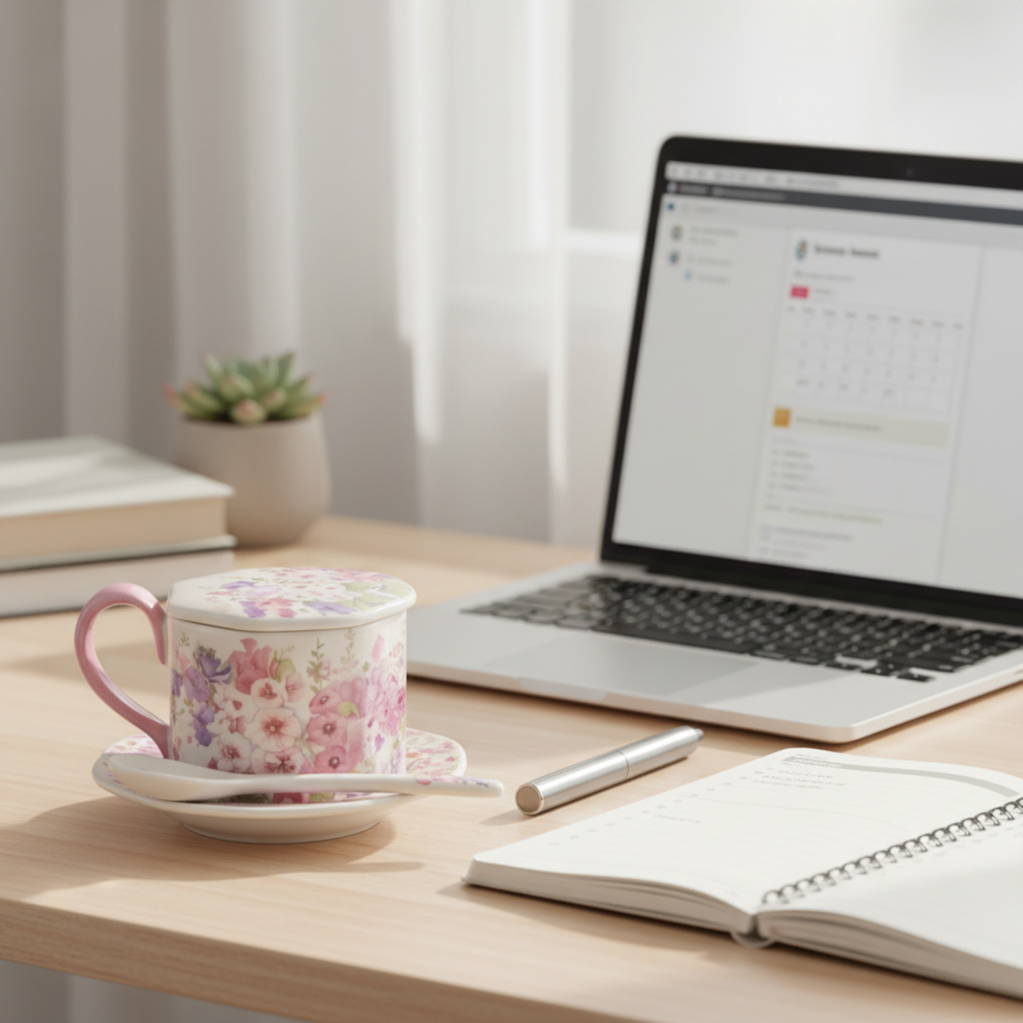 Mug Vintage Floral avec Couvercle et Cuillère – Idée Cadeau Tunisie