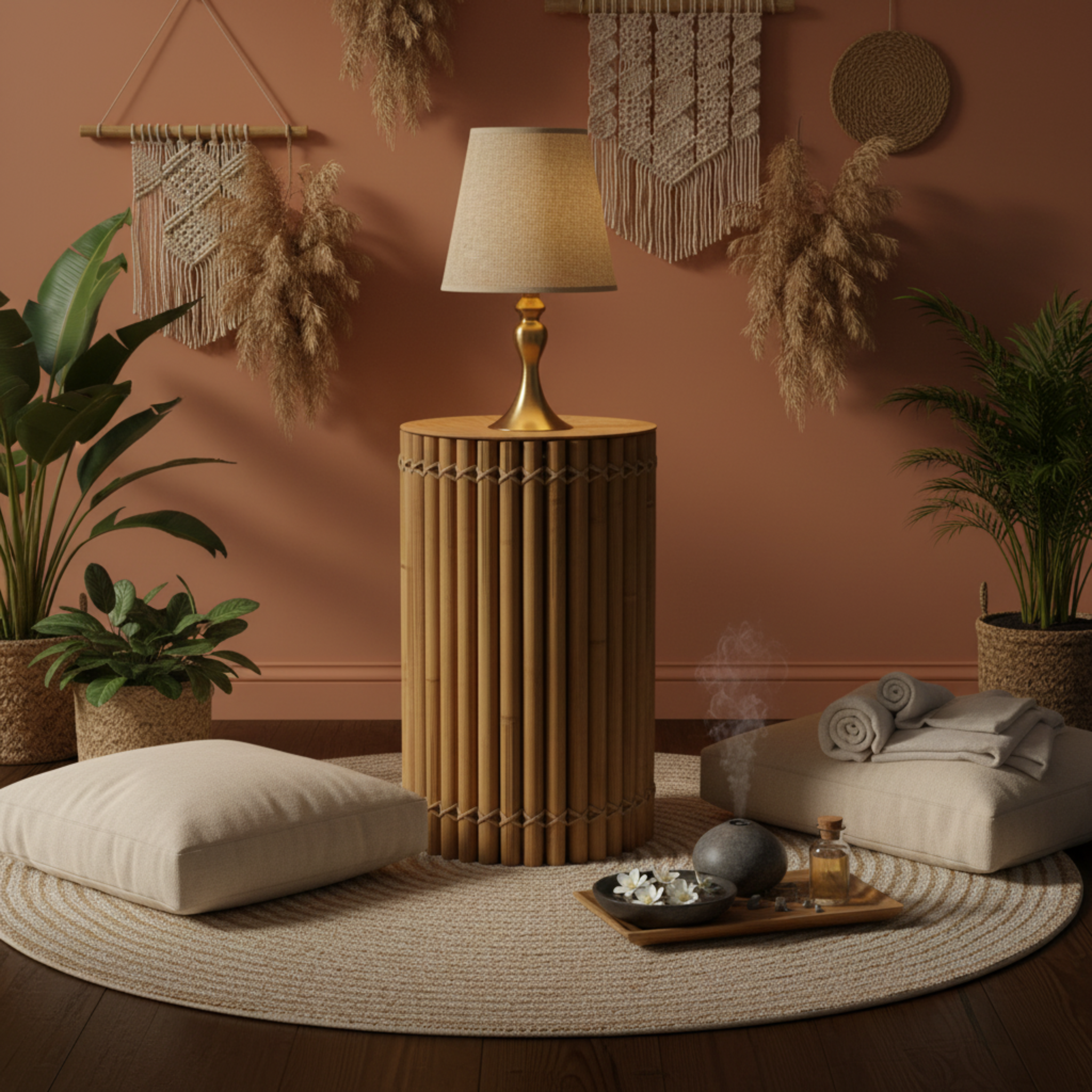 Lampe de Table Dorée avec Abat-Jour Tissu – Style Naturel Chic