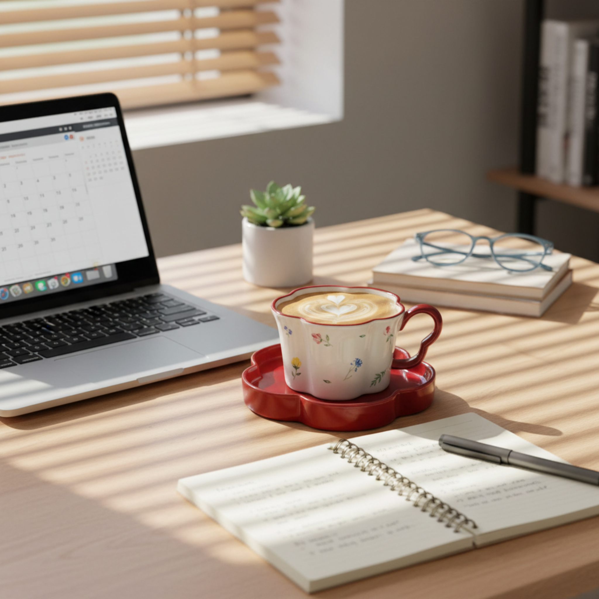 Tasse Forme Fleur & Soucoupe Rouge – Mug Cute & Idée Cadeau Tunisie