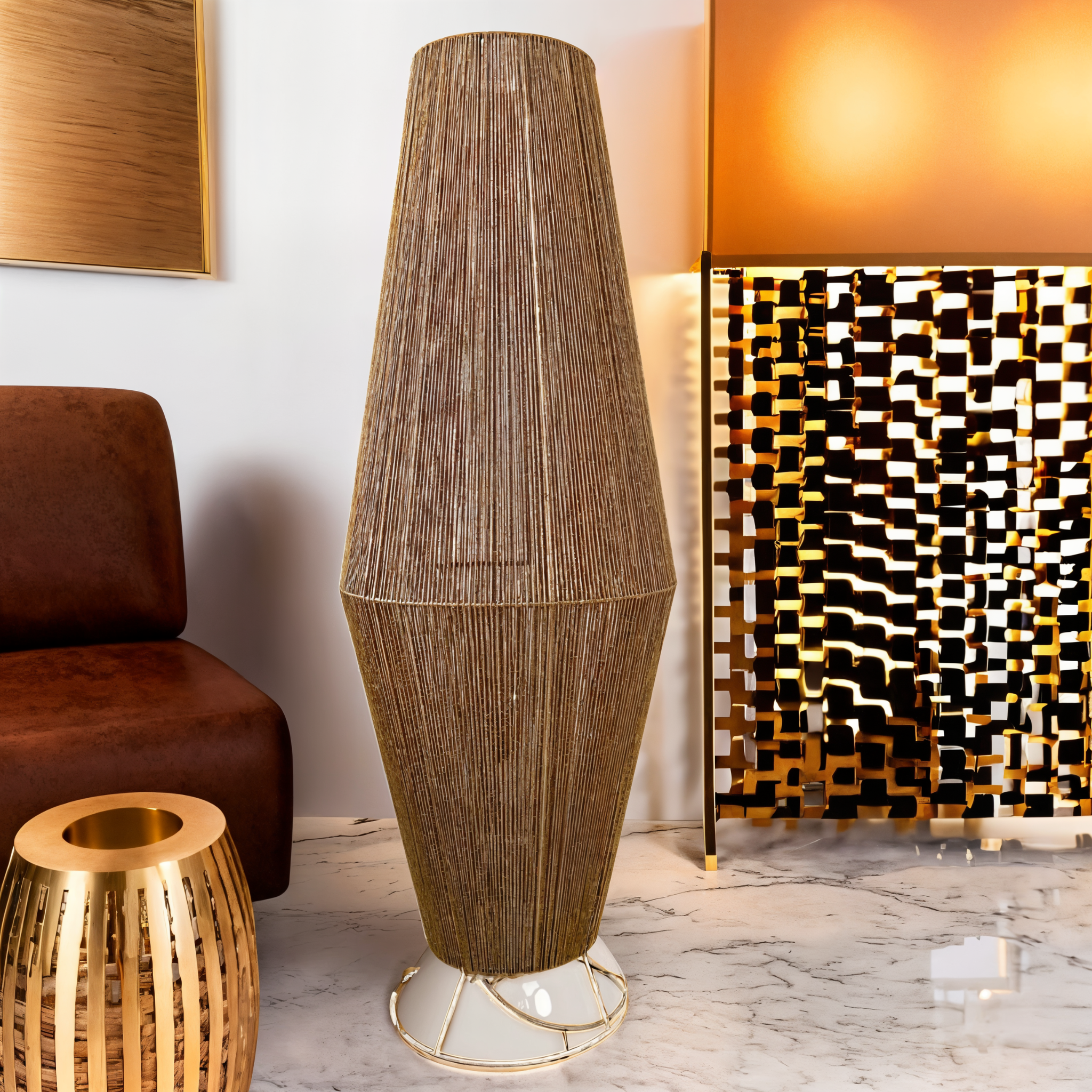 Lampadaire Handmade en Jute | Lumière Chaleureuse | Fiolla Home