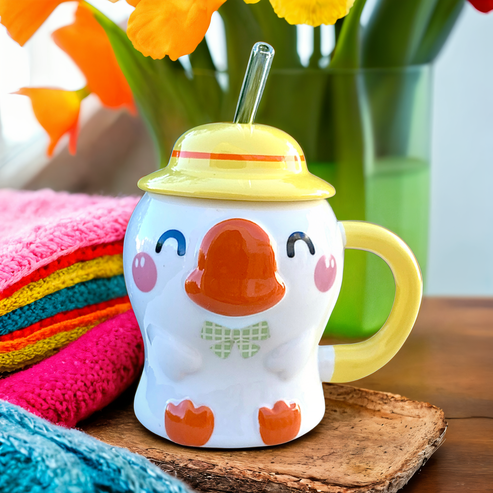 Mug Canard Original | Look Créatif et Couvercle Pratique | Fiolla Home
