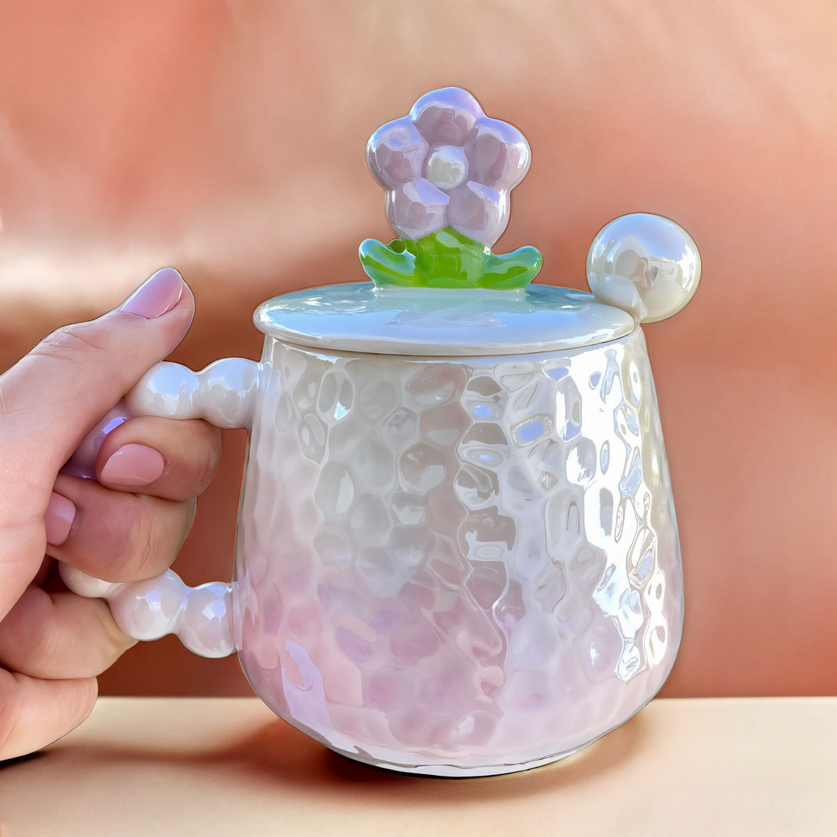 Mug Fleur Pastel en Céramique | Dégradé de Couleurs Élégant | Fiolla Home