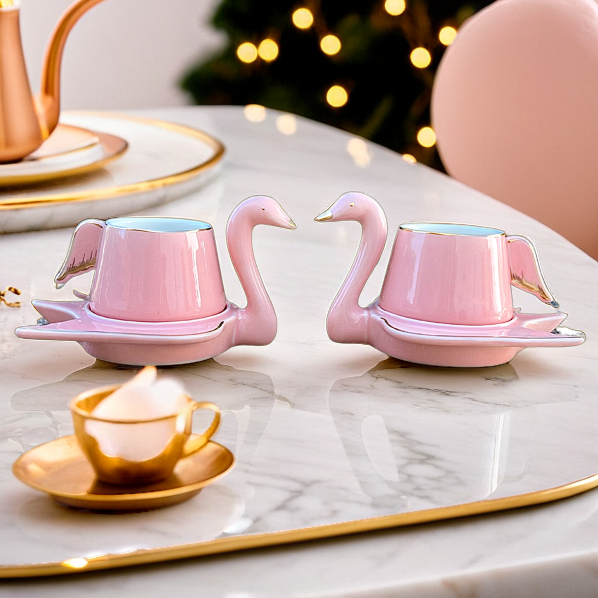 Tasses et Sous-Tasses Flamant | Élégance et Romance | Fiolla Home