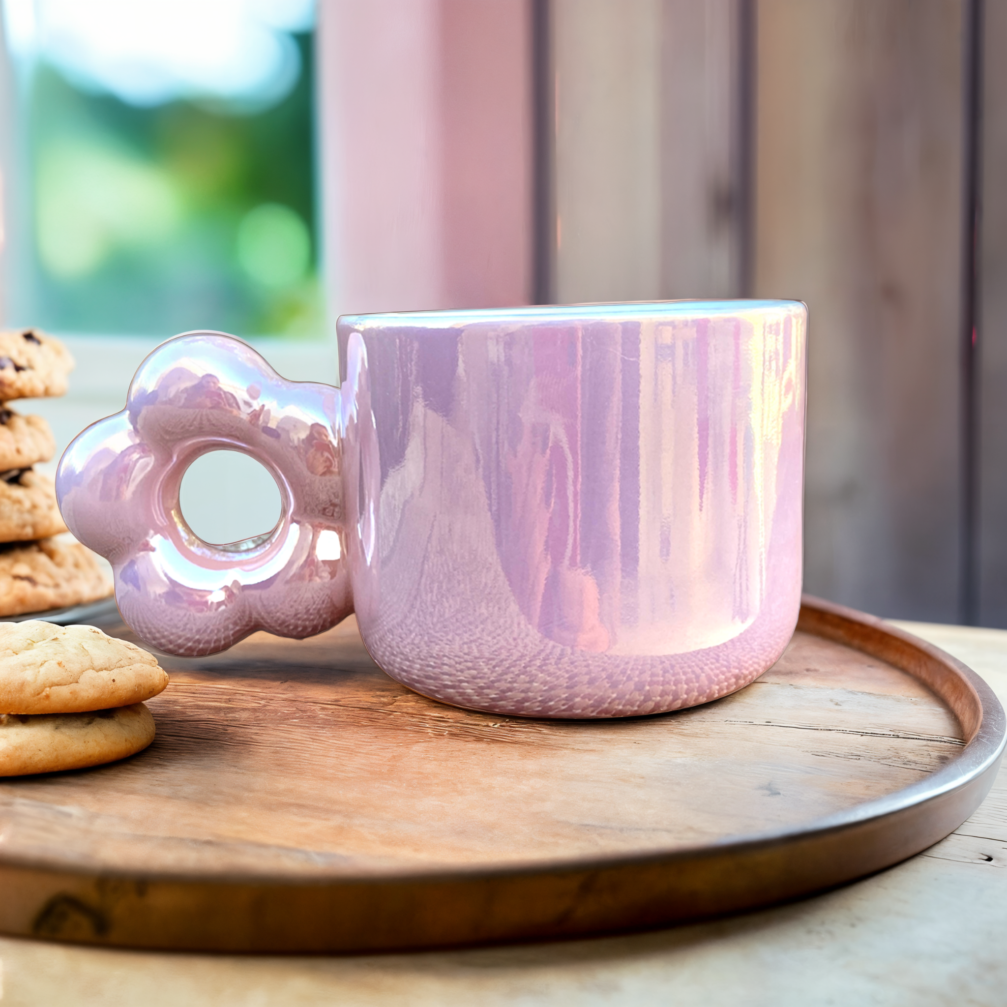 Mug Céramique Brillant avec Anse Fleur | Élégance et Style | Fiolla Home