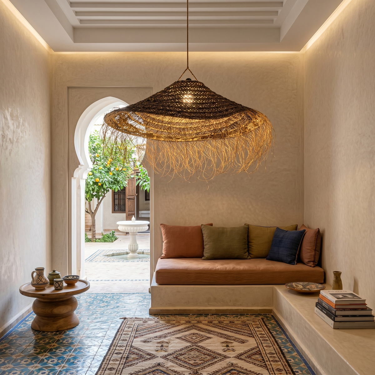 Suspension Halfa Tressée | Luminaire Bohème Naturel | Fiolla Home