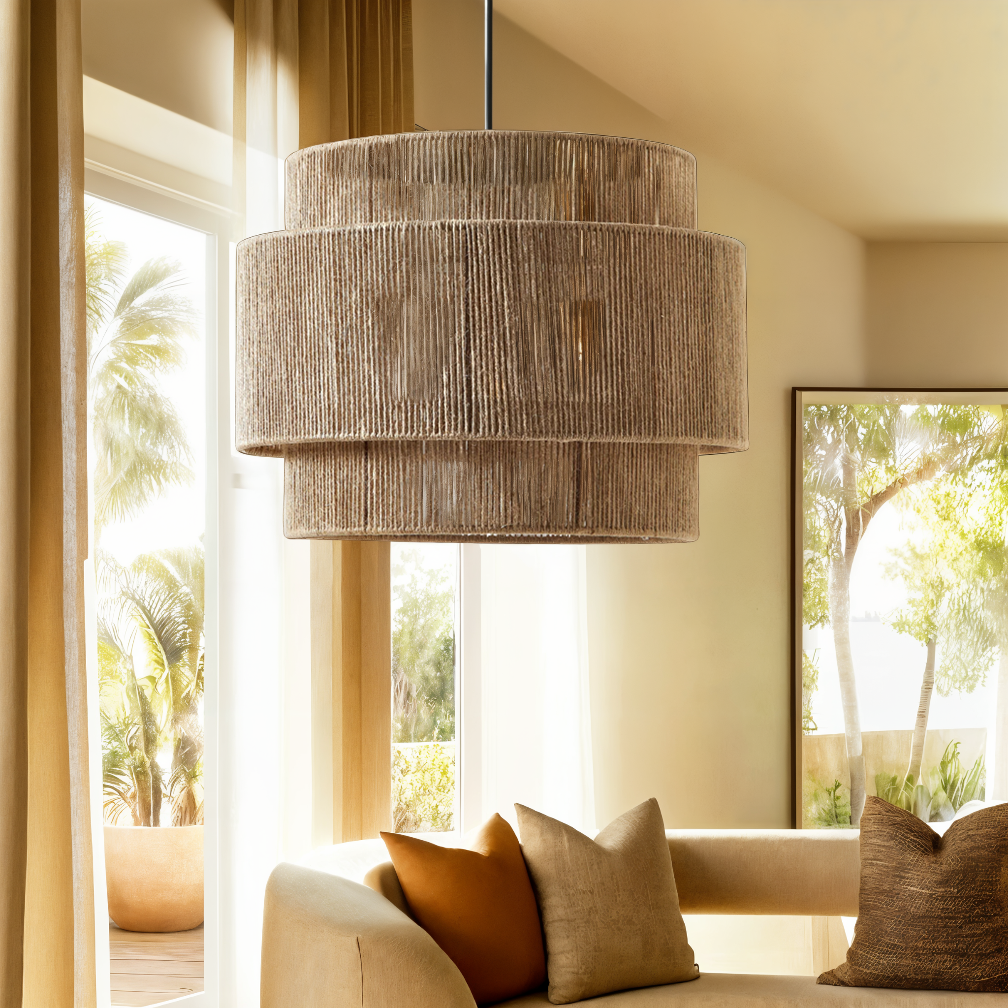 Suspension en Jute Luna | Design Élégant & Naturel | Fiolla Home