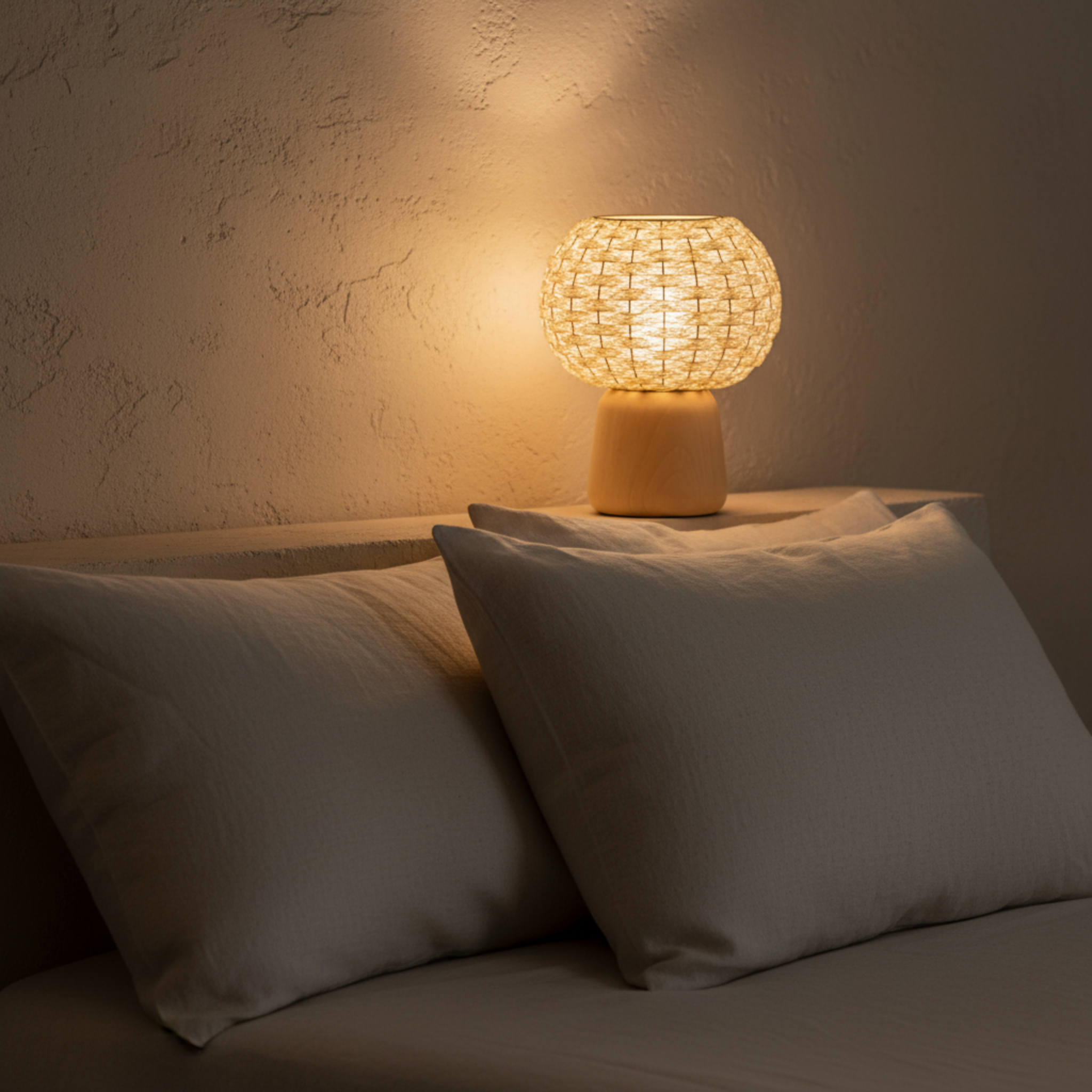 Veilleuse Nour El Leyl – Lampe de chevet bois handmade Tunisie