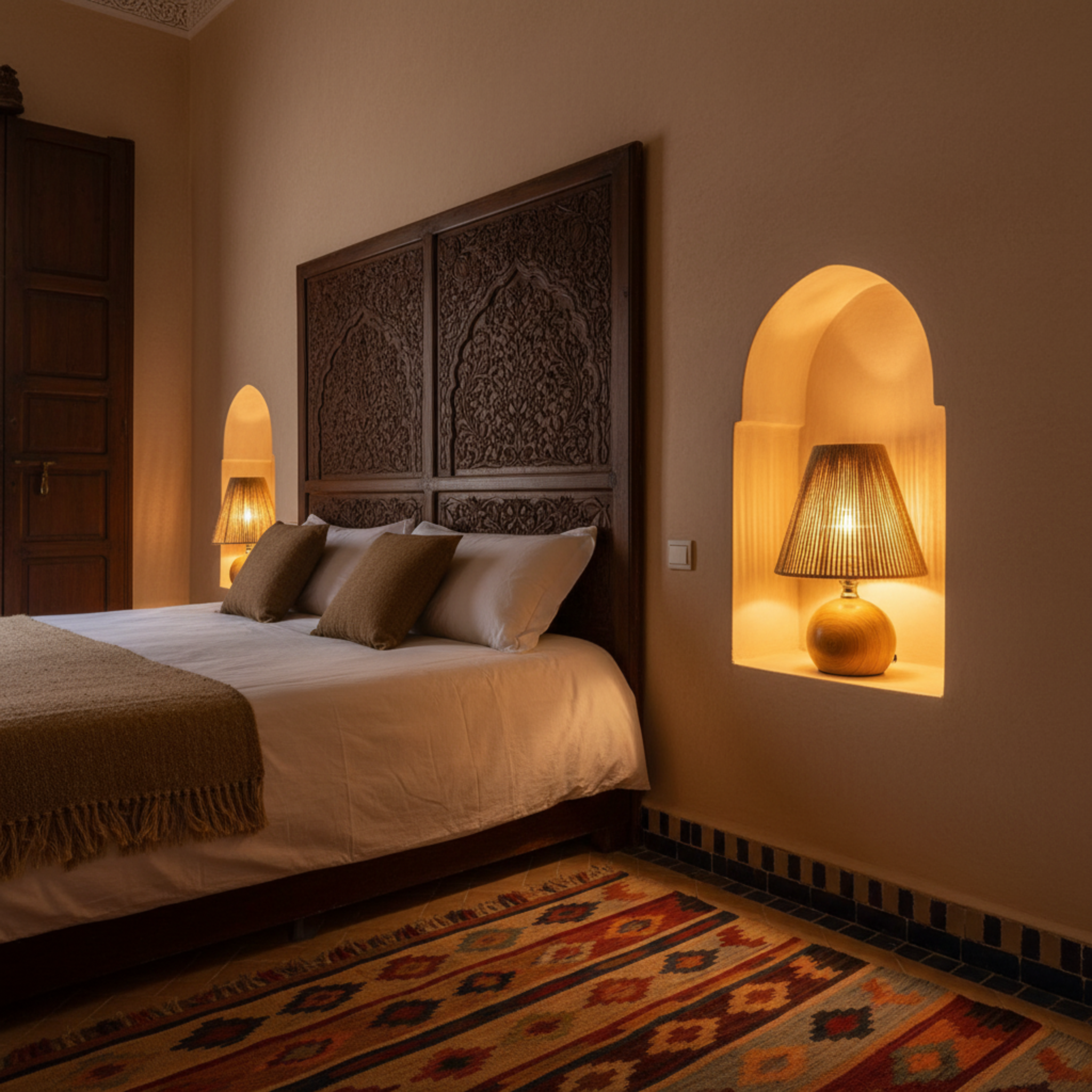 Lampe de Chevet Bohème Bois & Corde – Lumière Douce Tunisie