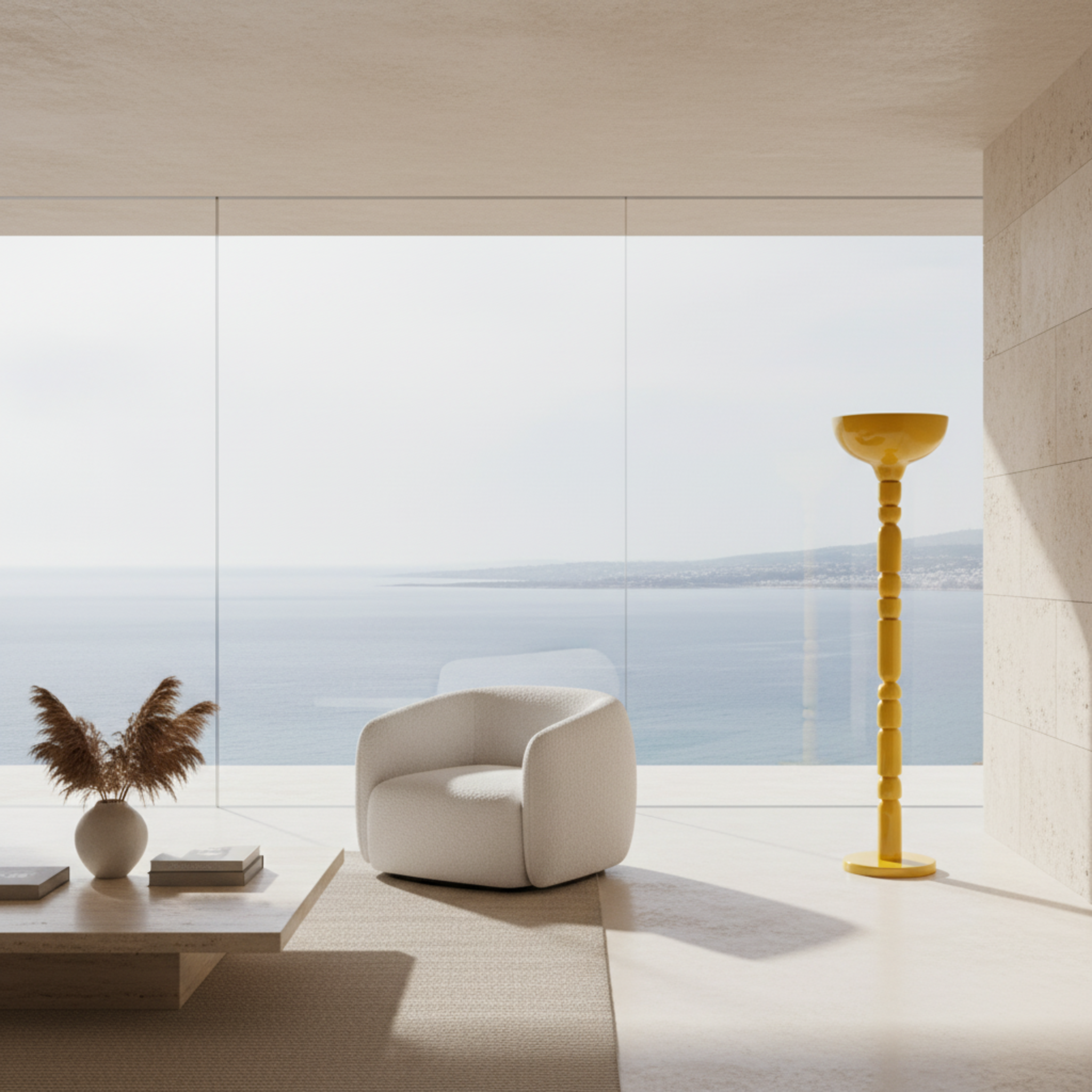 Lampadaire Sur Pied Design Jaune | Luminaire de Salon Moderne Tunisie