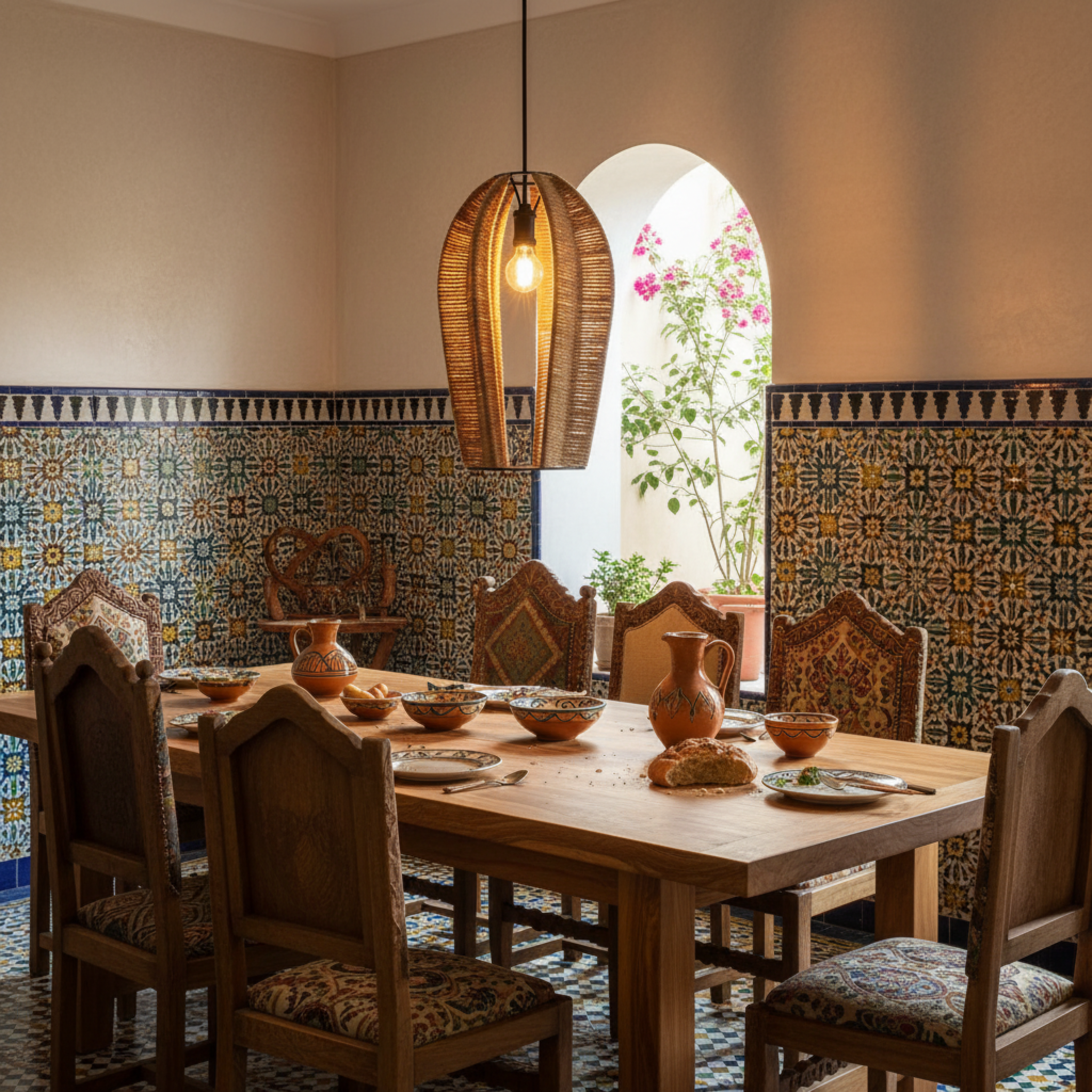 Suspension Design en Corde Tressée | Luminaire Bohème Chic | Tunisie