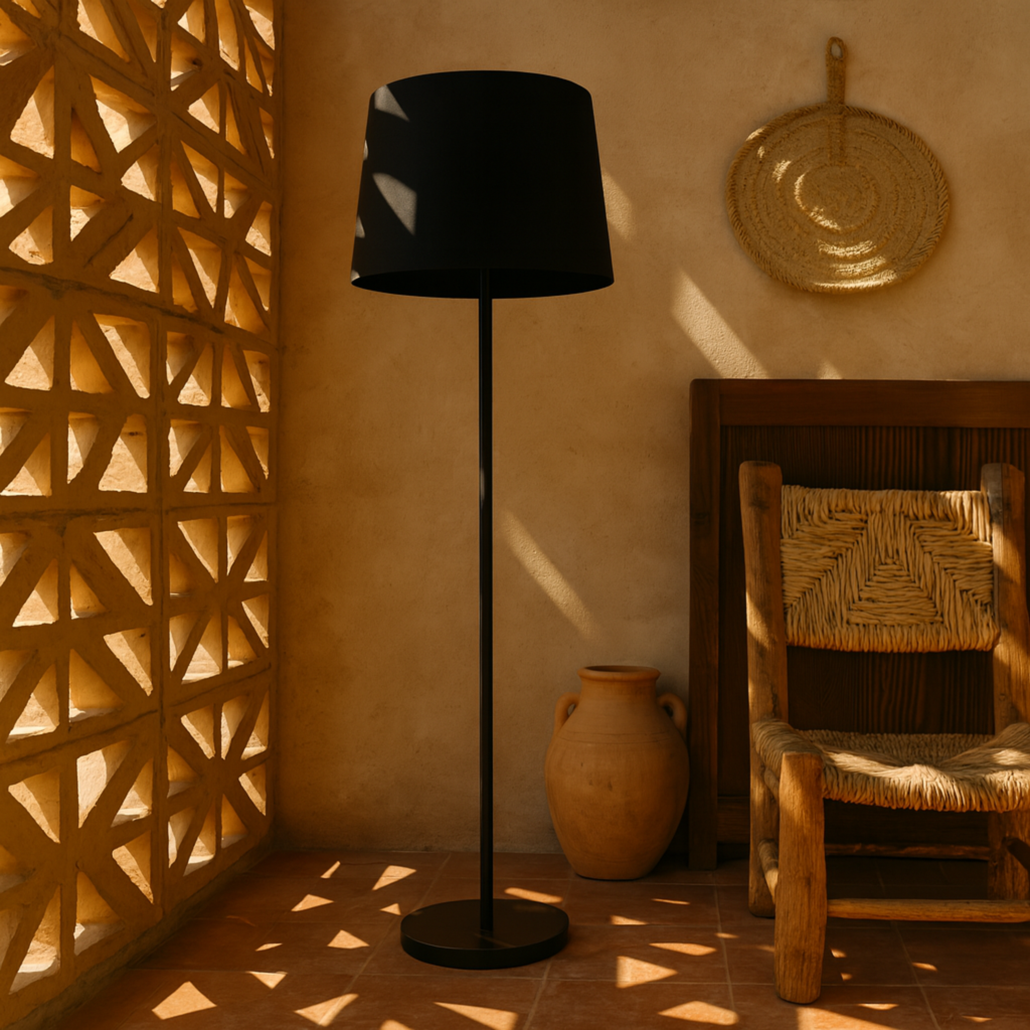 Lampadaire Noir Minimal | Lampe Décorative Tunisie | Fiolla Home