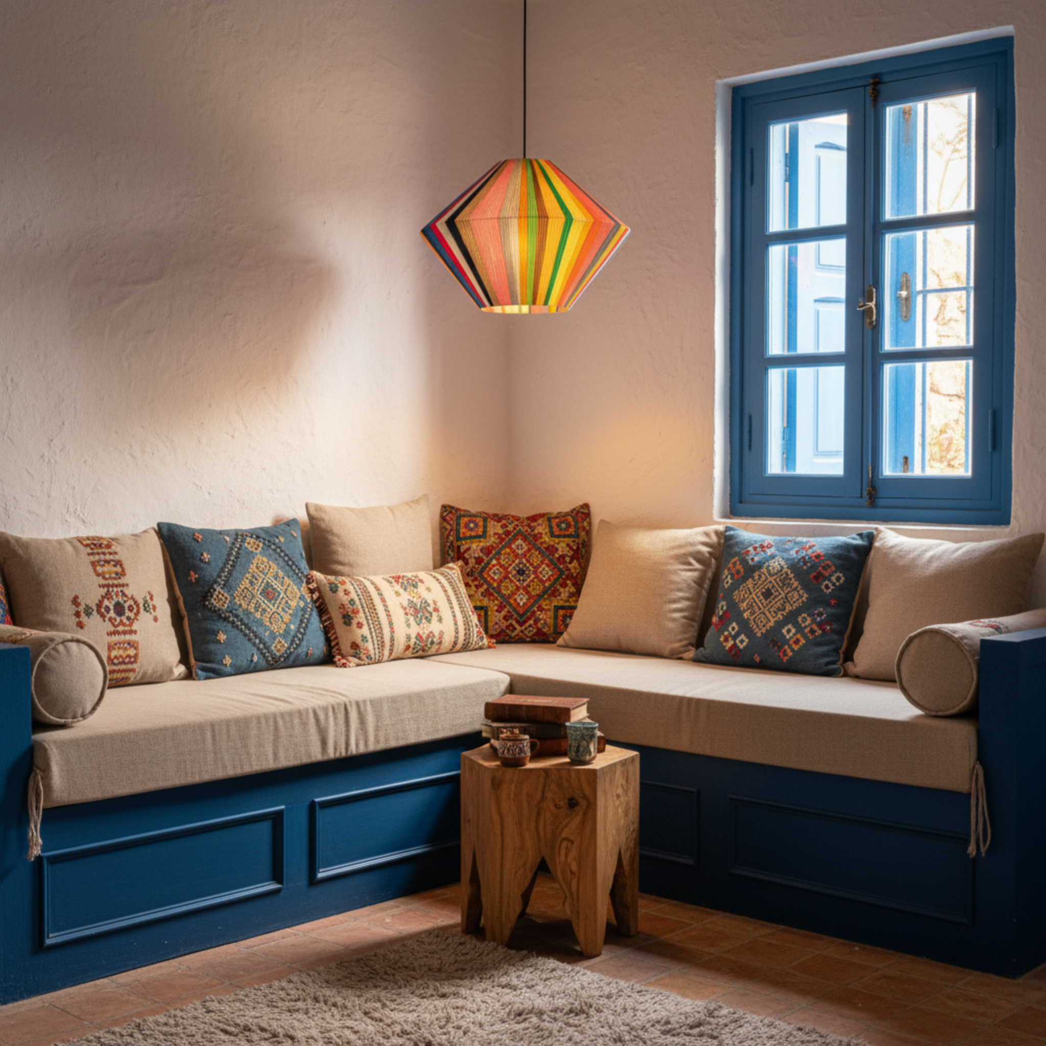 Suspension Géométrique Multicolore | Coton Handmade | Tunisie