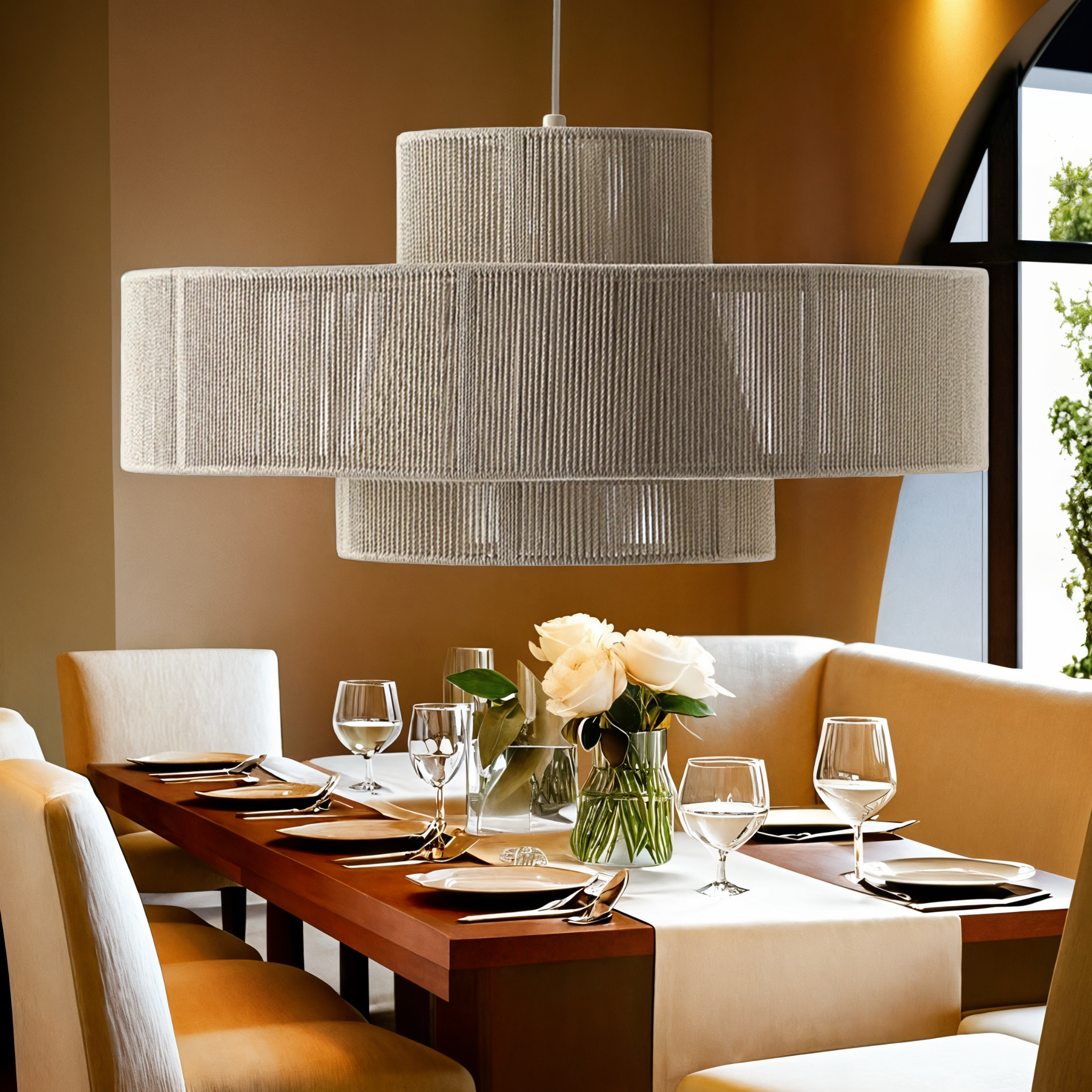 Suspension en Fil de Coton Clara | Luminaire Tissé Élégant | Fiolla Home