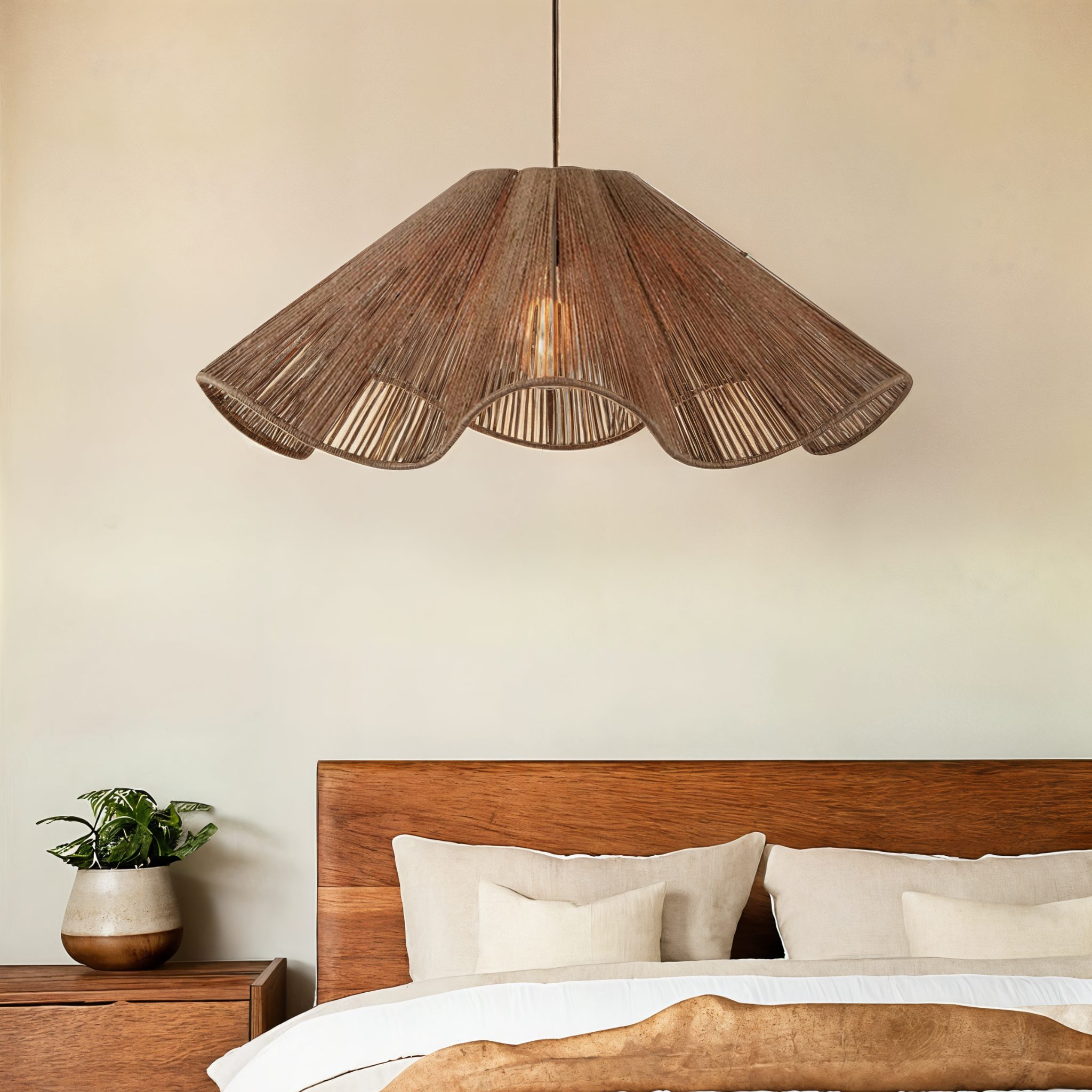 Suspension en Jute Ondulée Thalía | Éclairage Naturel | Fiolla Home