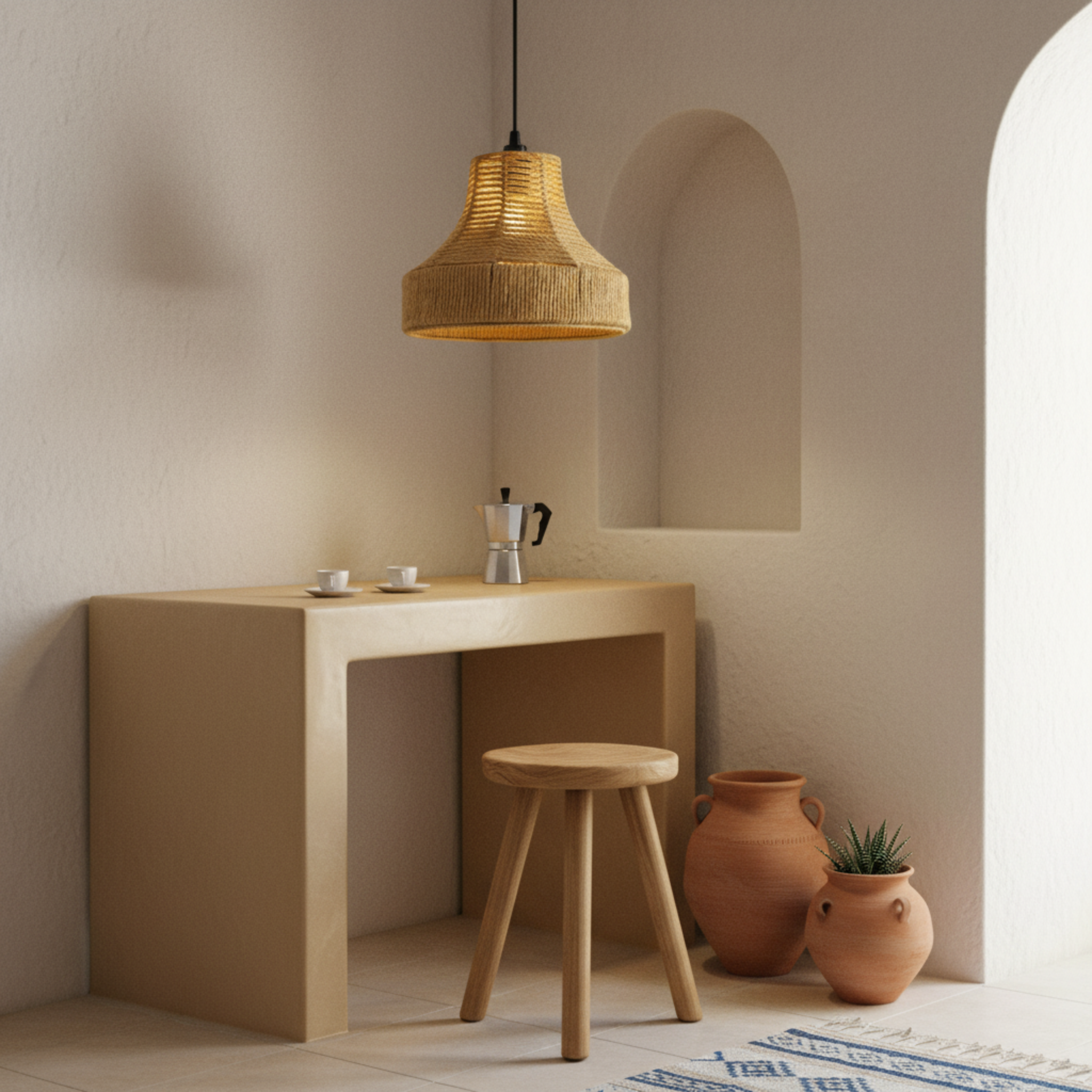 Suspension "Salma" en Jute Tressé – Lustre Boho Chic Polyvalent