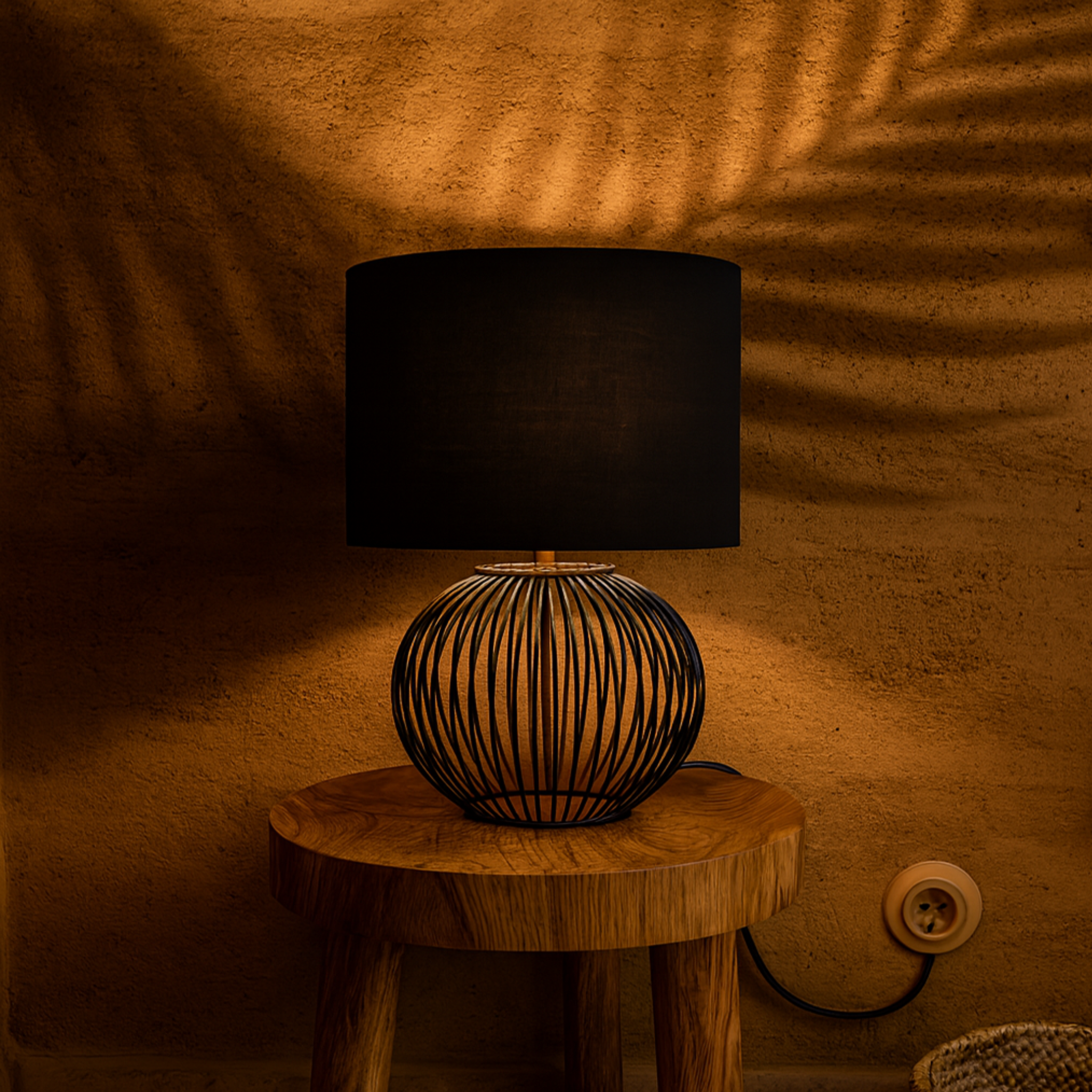 Veilleuse Métallique Noire Tunisie | Lampe de Chevet | Fiolla Home