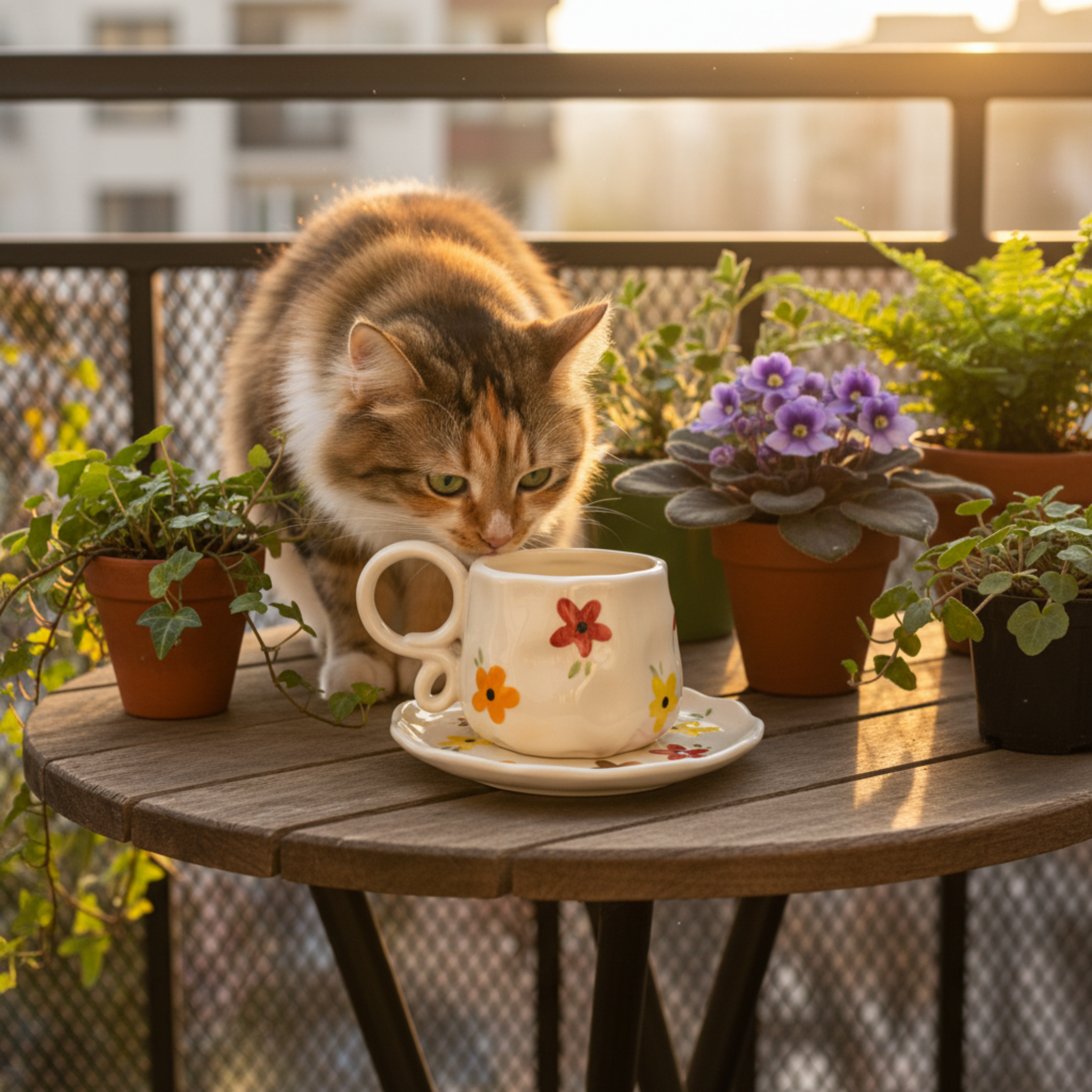 Tasse Céramique "Spring" — Mug Fleuri avec Anse Nouée Tendance