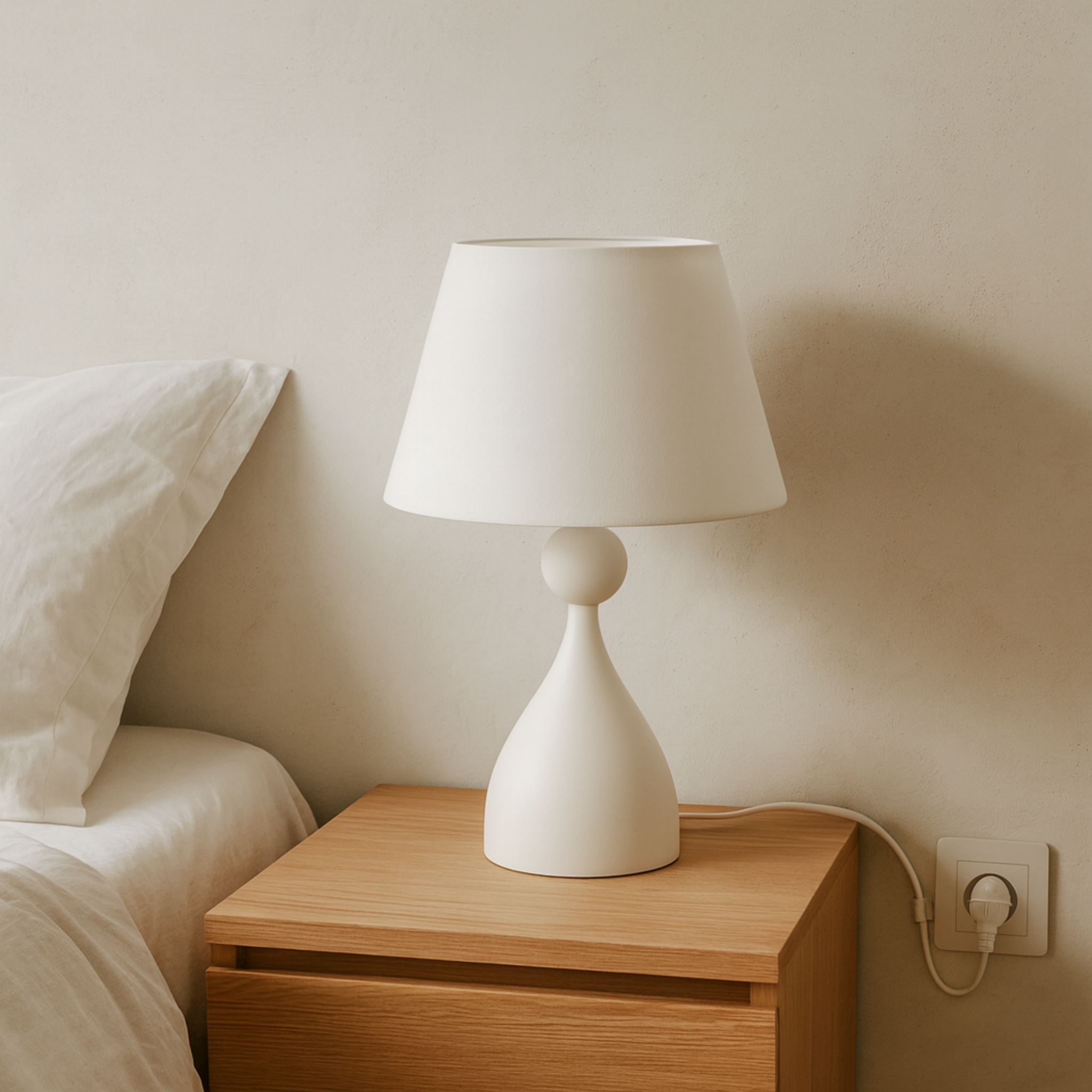 Lampe de chevet LED | Veilleuse minimaliste blanche | Fiolla Home
