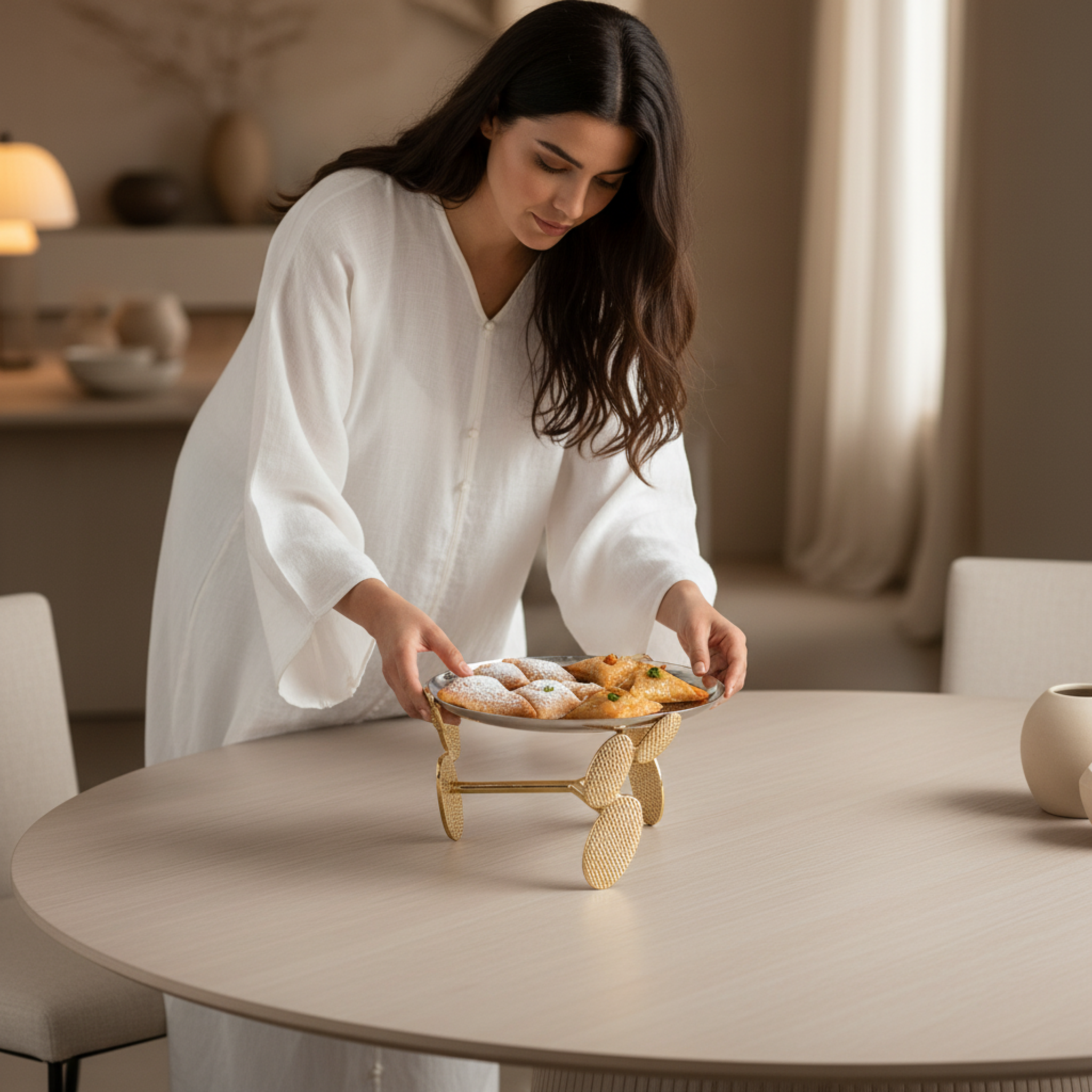 Présentoir à Gâteaux en Cuivre Indien Premium – Design Luxe & Raffiné