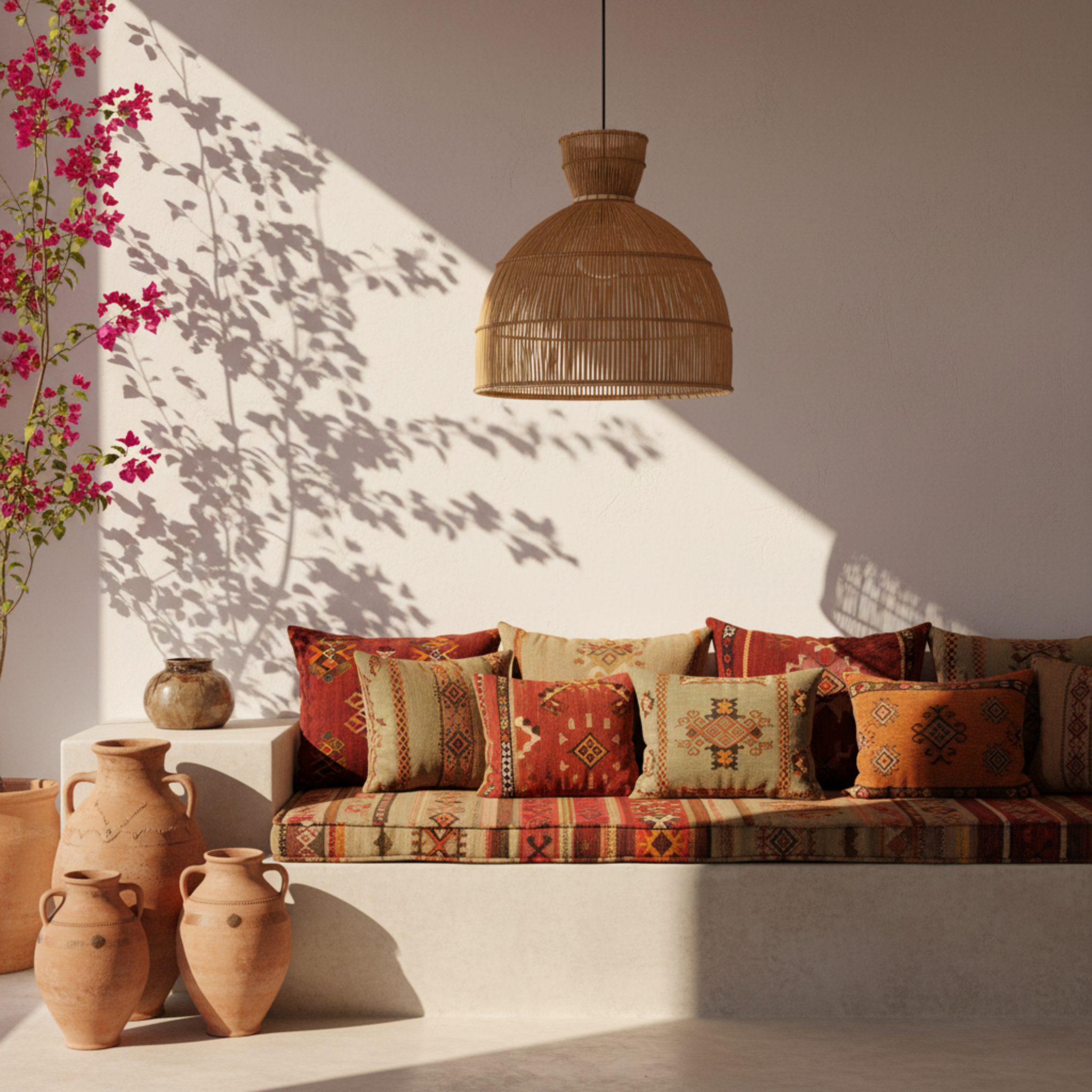 Suspension Dôme en Fibres de Palmier – Artisanat Tunisie