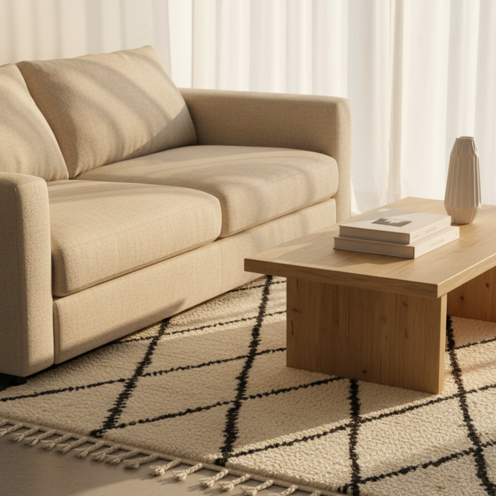 Tapis Berbère Laine Tissé Main Tunisie | Motif losanges | Fiolla Home