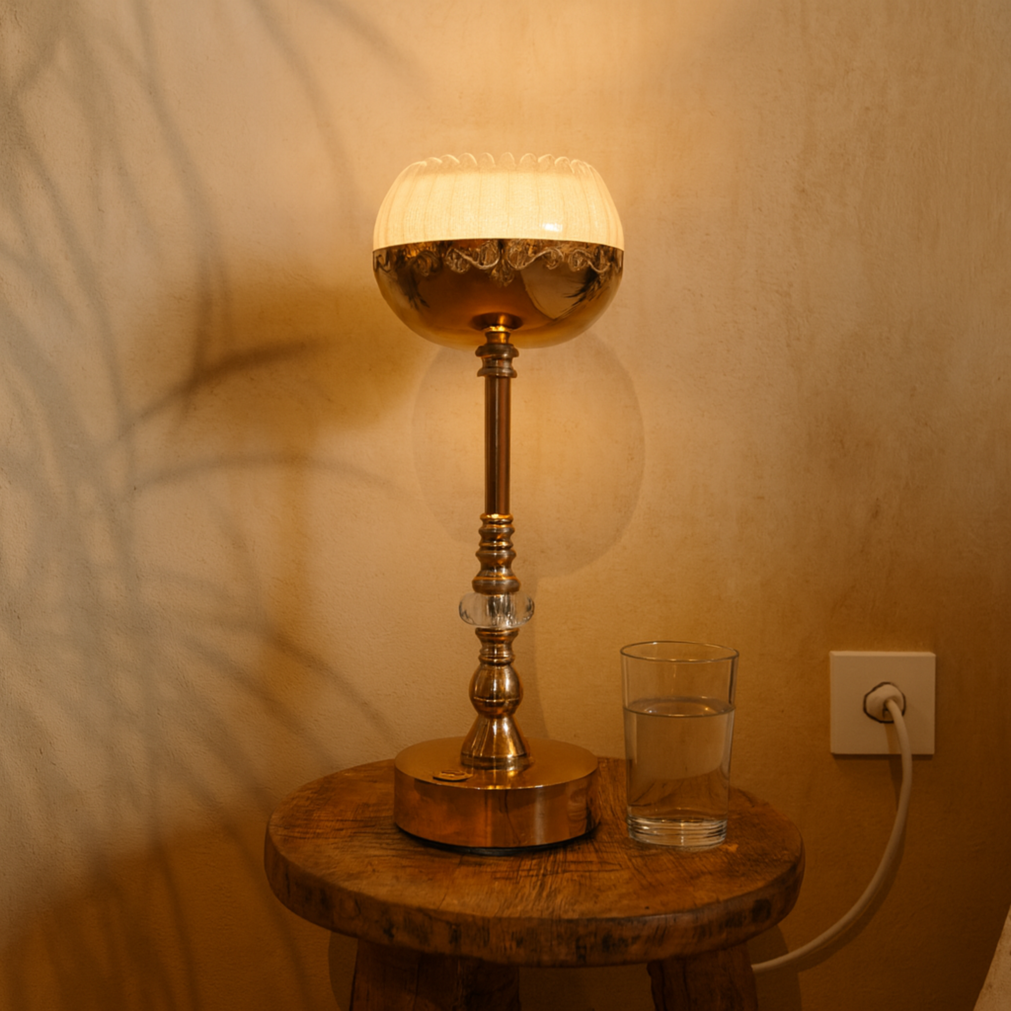 Veilleuse Dôme Doré & Cristal | Lampe de Table | Fiolla Home