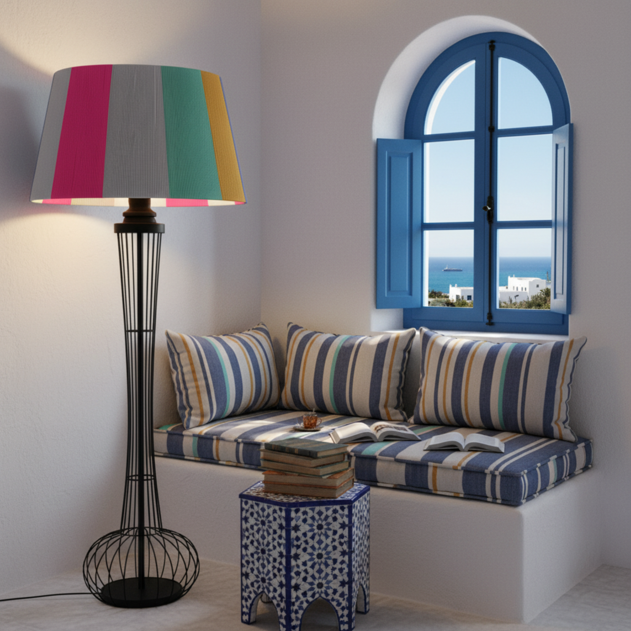 Lampadaire Design Multicolore | Abat-jour Graphique & Métal | Tunisie