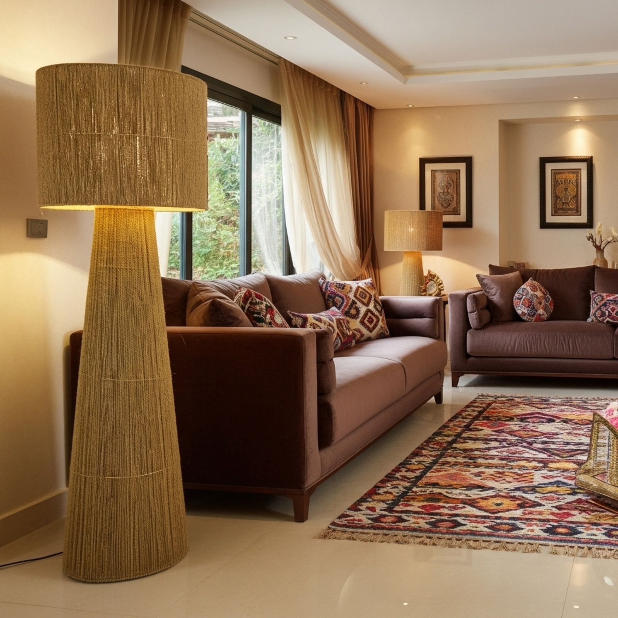 Lampadaire en Fibres de Jute | Handmade en Tunisie | Fiolla Home