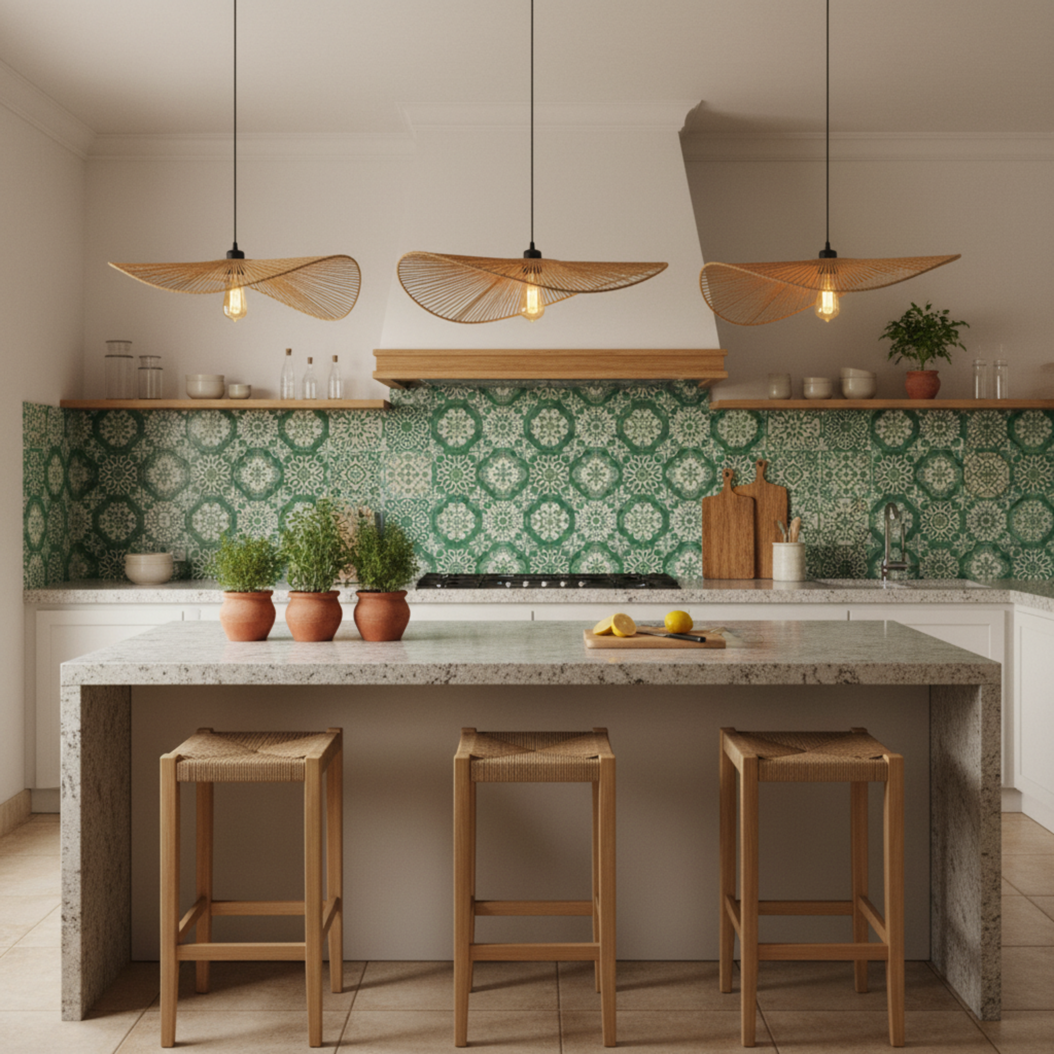 Suspension Large Plate "Medina" – Lustre Aérien en Jute Tressé