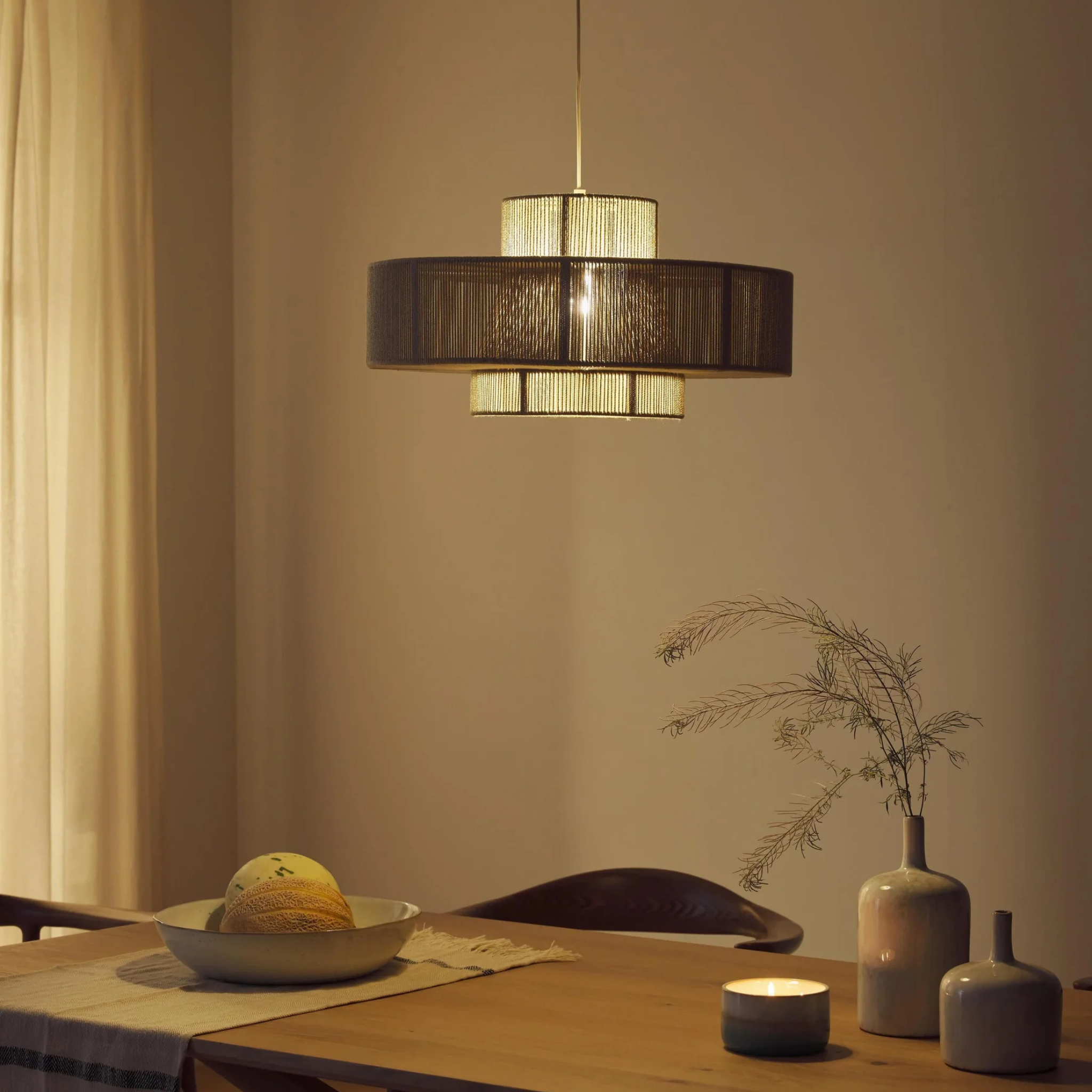 Suspension en Fil de Coton Clara | Luminaire Tissé Élégant | Fiolla Home